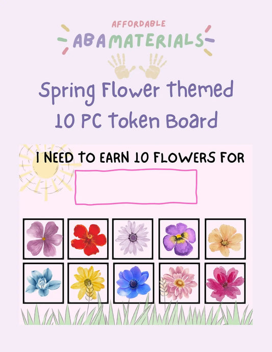 Printable Spring Flower Token Board- 10 Piece Token Economy System Reward Board PDF I'm Working for Board My Store