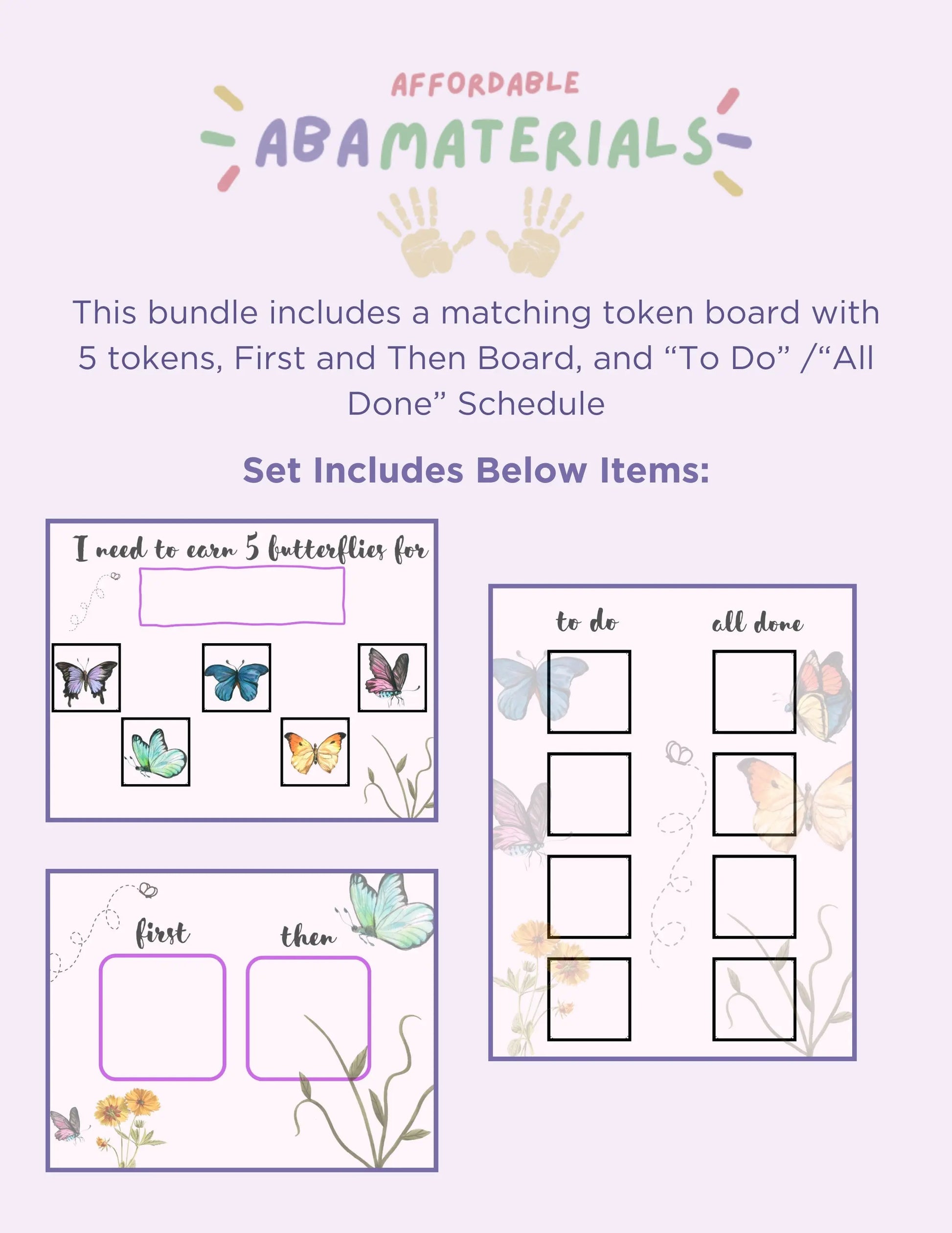 Cute Butterfly Themed MEGA Bundle: Printable First - Then Board, Schedule, & 5-piece Token Board Flutter into learning with our Matching Set My Store