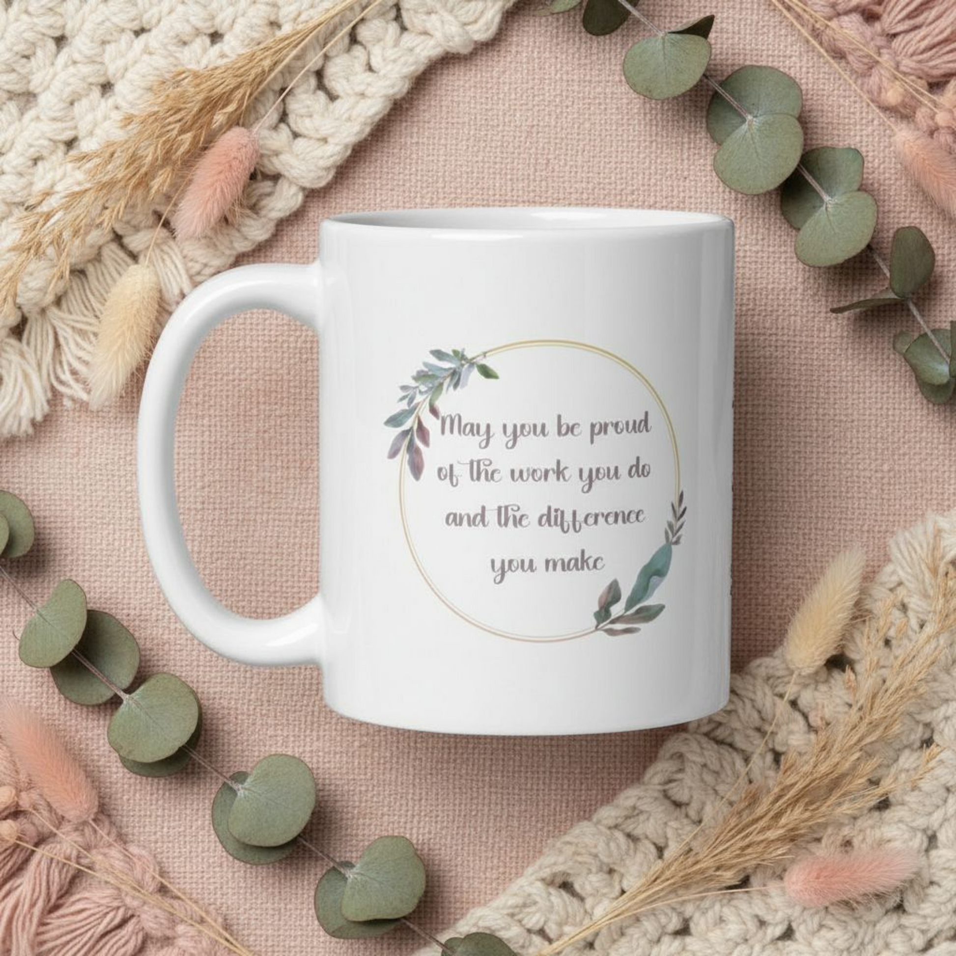 Personalized White Ceramic Mug – "Proud of the Work You Do" Quote – Ideal Gift for Teachers & Therapists Affordable ABA Materials
