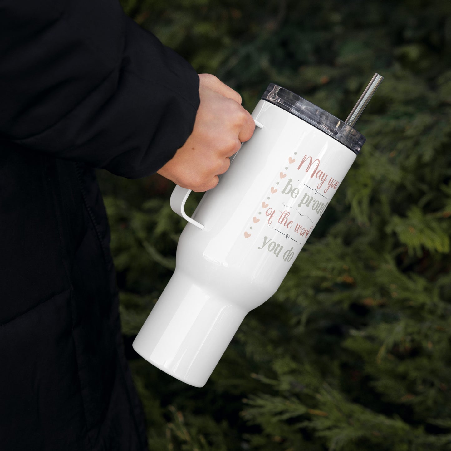 Personalized 40 oz Travel Mug – Proud of the Work You Do Travel mug with a handle Affordable ABA Materials