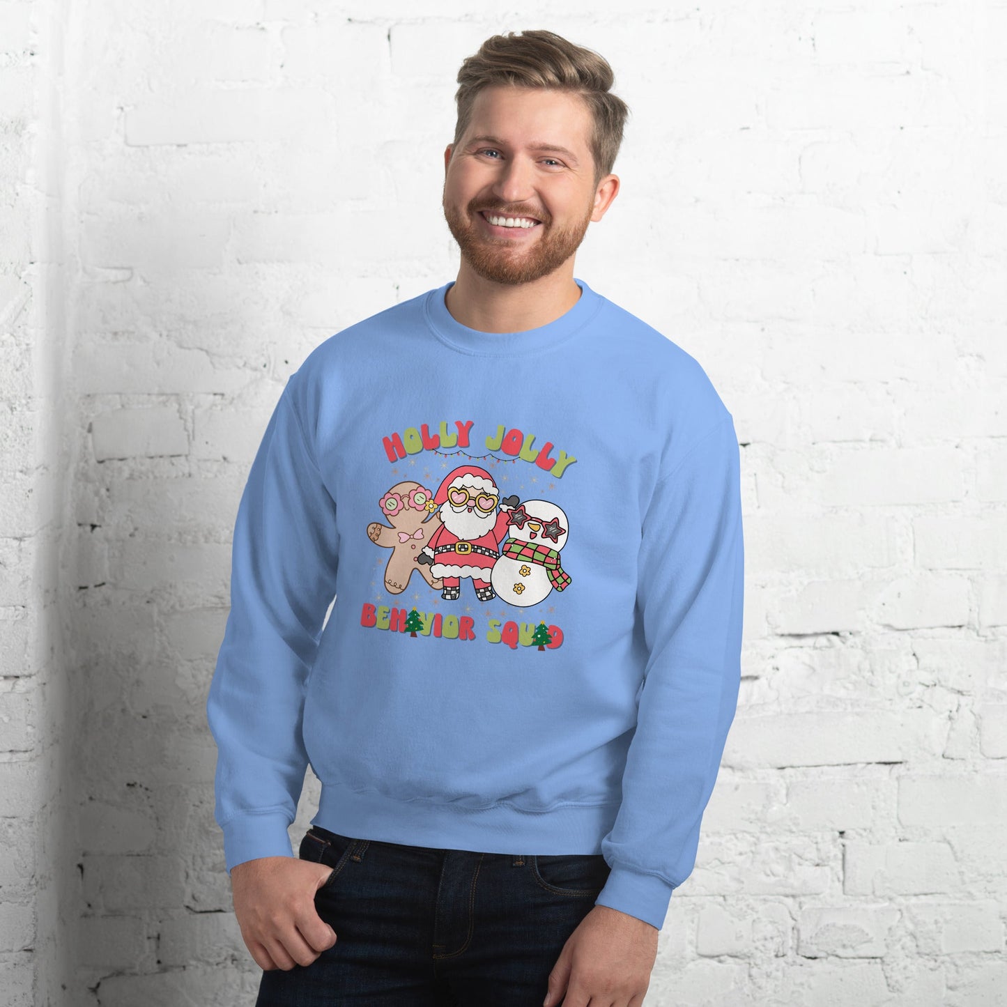 Holly Jolly Behavior Squad Unisex Crewneck Sweatshirt – Festive ABA Team Holiday Pullover for Therapists & Behavior Analysts Affordable ABA Materials
