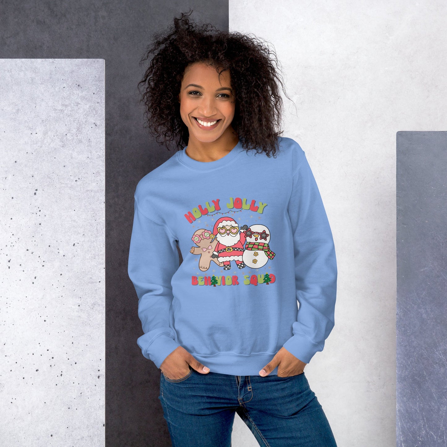 Holly Jolly Behavior Squad Unisex Crewneck Sweatshirt – Festive ABA Team Holiday Pullover for Therapists & Behavior Analysts Affordable ABA Materials
