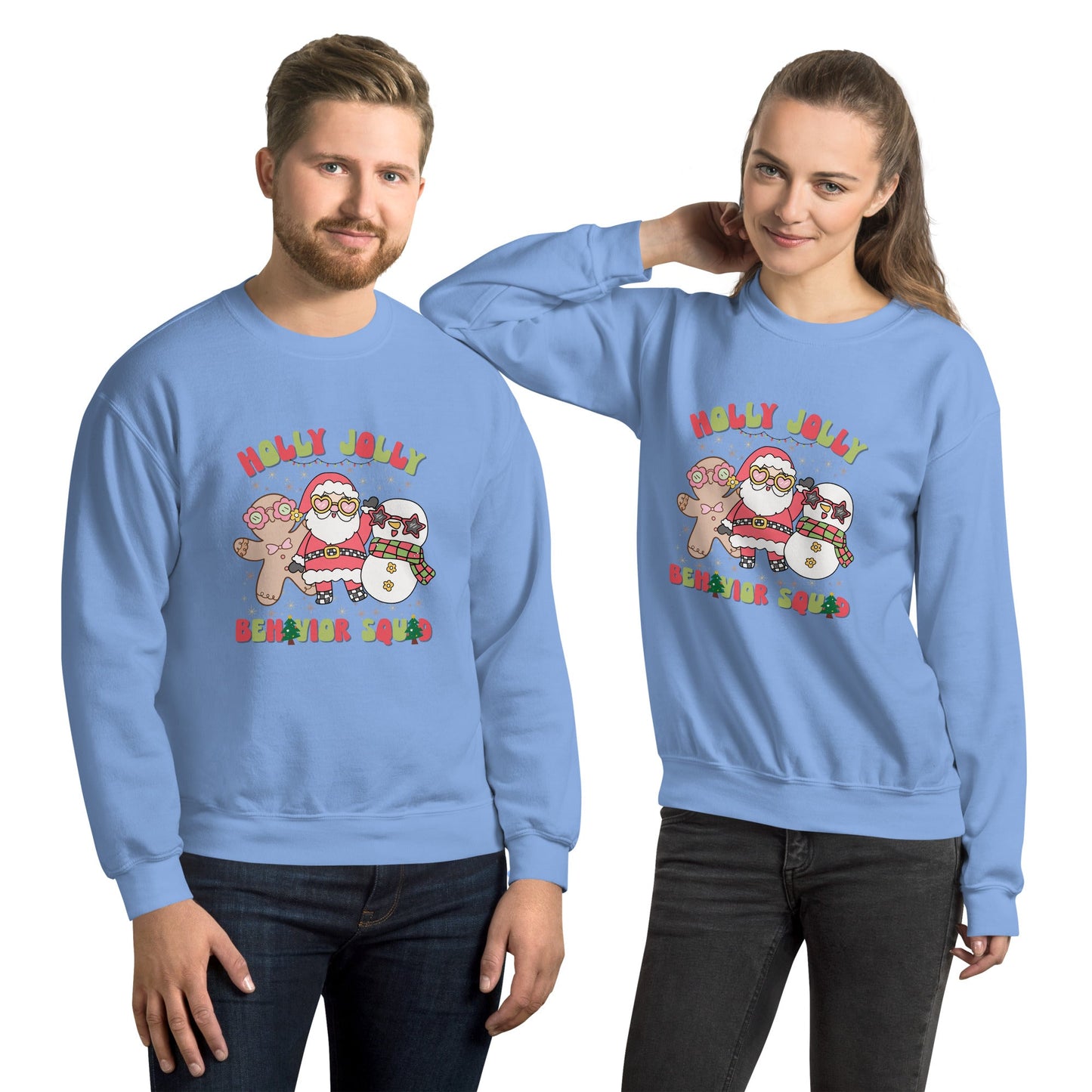 Holly Jolly Behavior Squad Unisex Crewneck Sweatshirt – Festive ABA Team Holiday Pullover for Therapists & Behavior Analysts Affordable ABA Materials