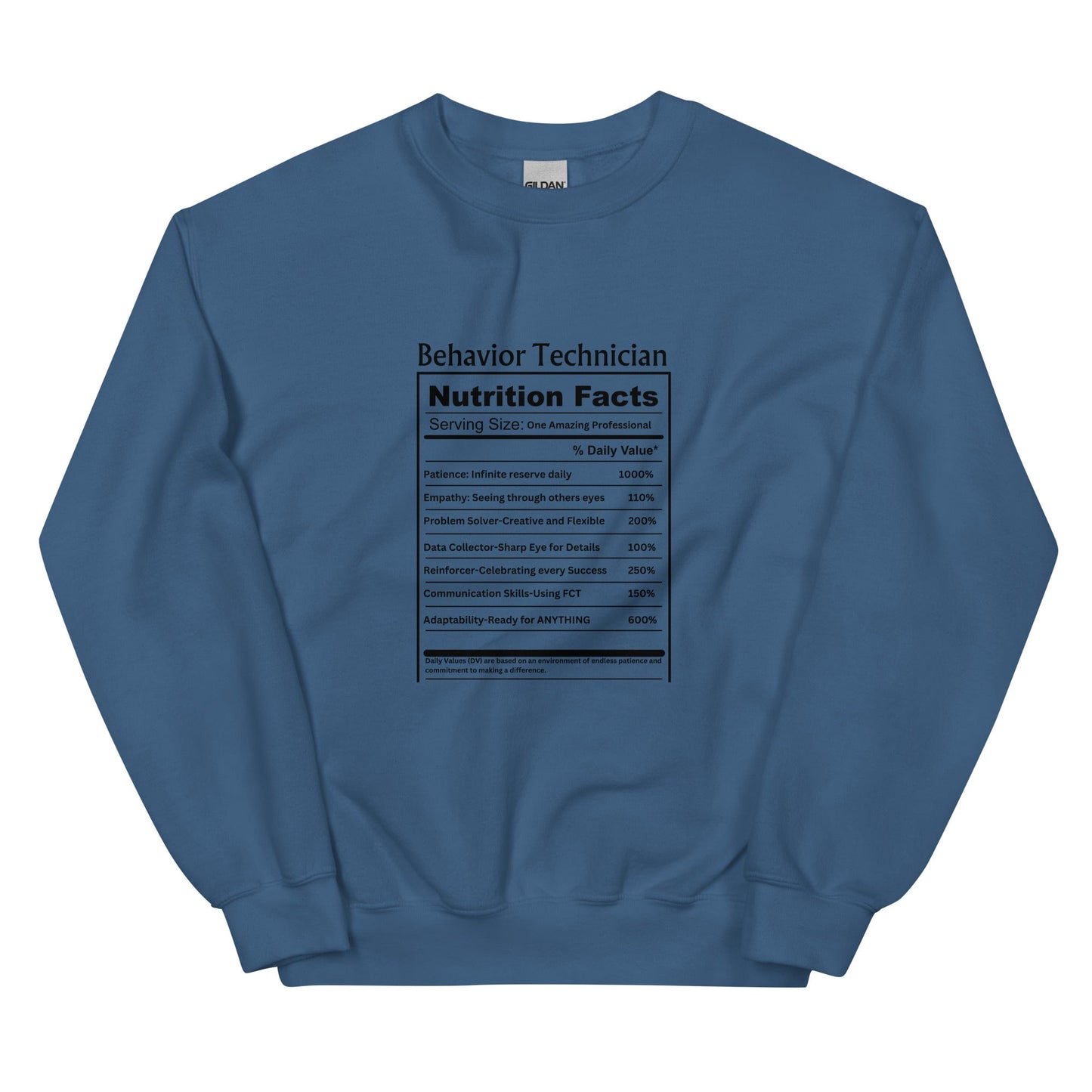 Behavior Technician Nutrition Facts" Unisex Sweater Affordable ABA Materials