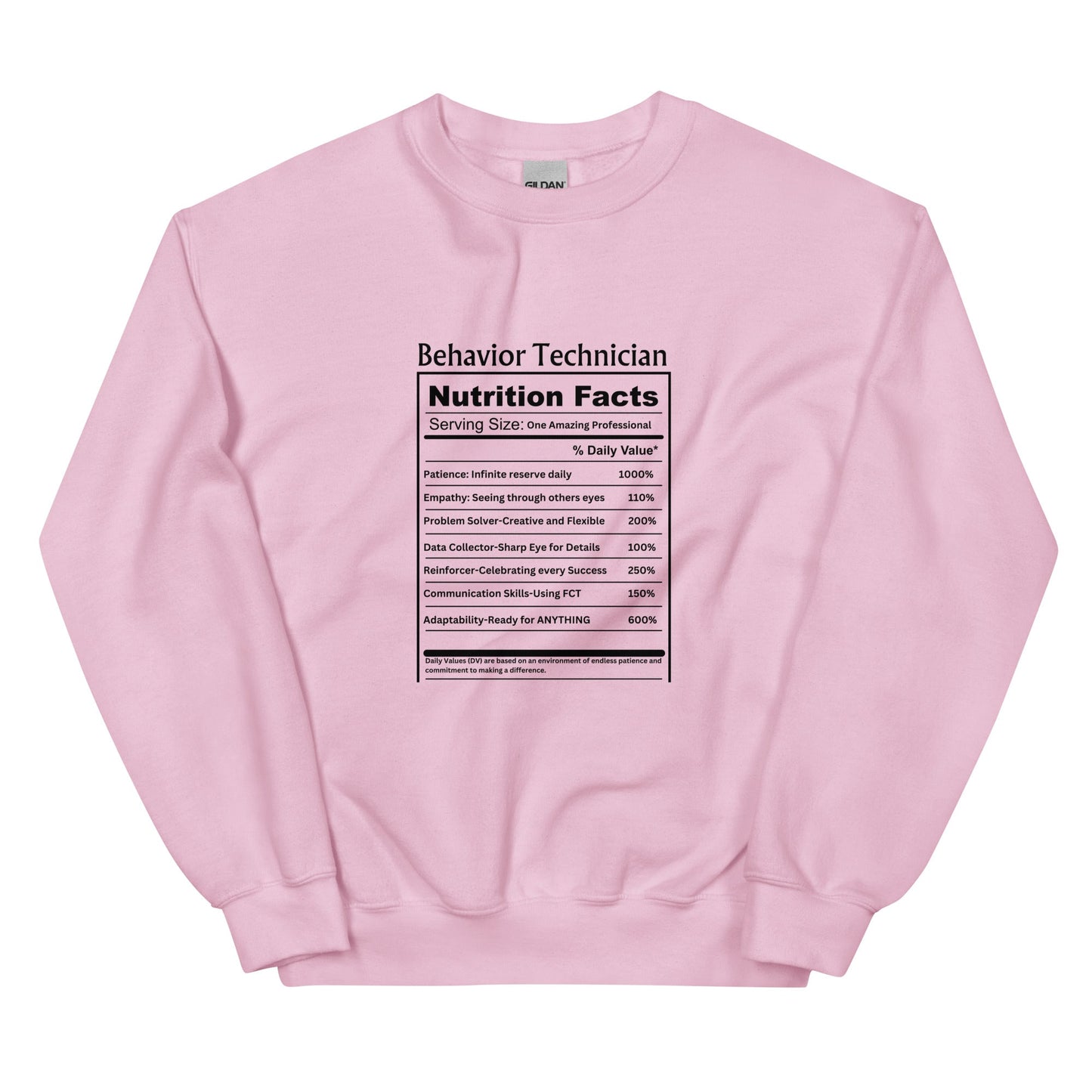 Behavior Technician Nutrition Facts" Unisex Sweater Affordable ABA Materials