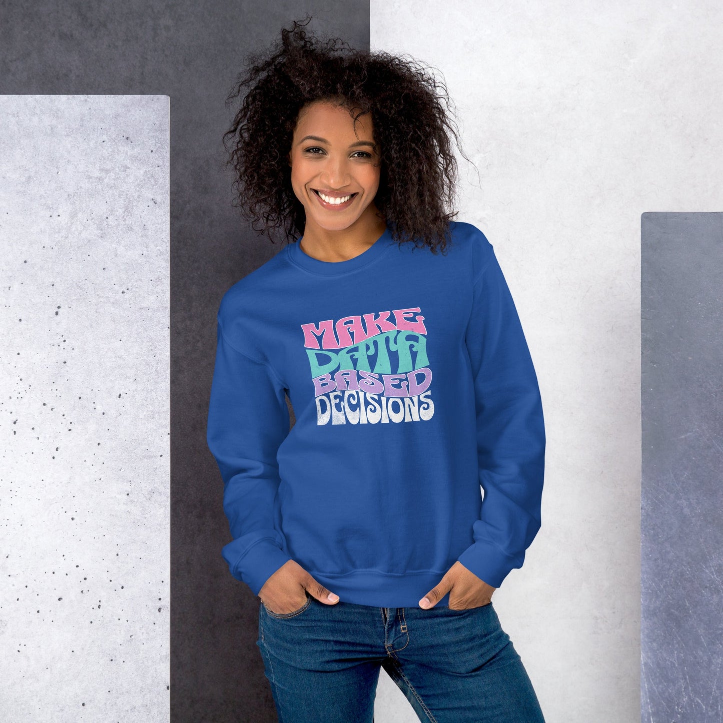 Retro “Make Data Based Decisions” Crewneck – Cozy Unisex Sweatshirt for Data-Driven Minds & ABA Professionals Affordable ABA Materials