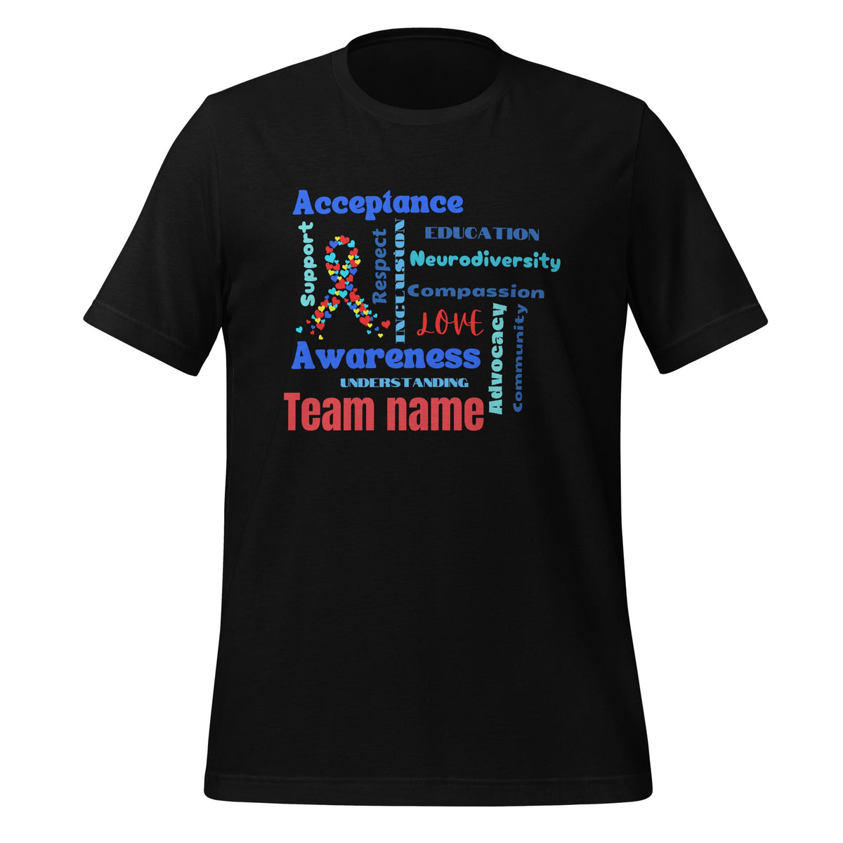 Customized Team Shirt for Autism Walk with Word Art Design for Support & Awareness Adult Unisex T-Shirt Affordable ABA Materials