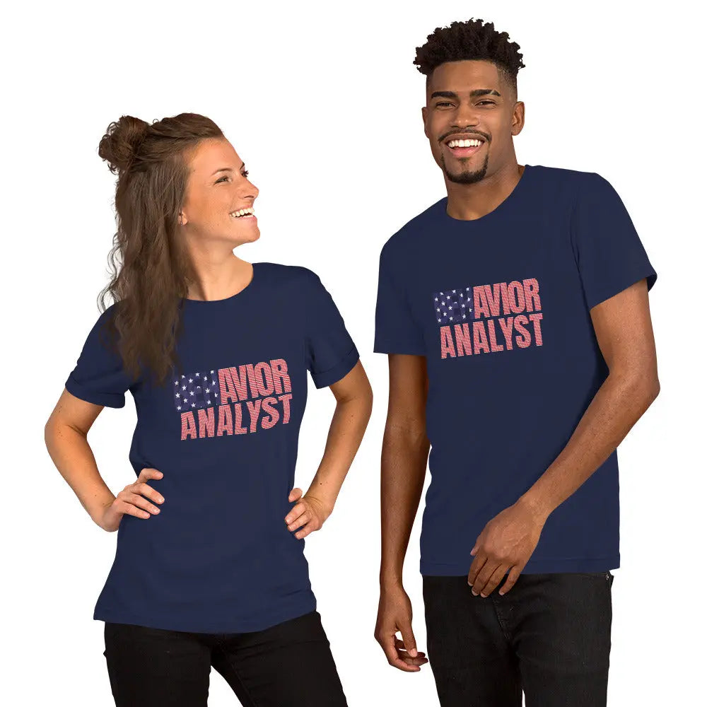 Patriotic Flag Shirt for Behavior Analysts-Red White and Blue Shirt for Patriotic Celebrations Perfect Tee for Summer Months Unisex t-shirt Affordable ABA Materials