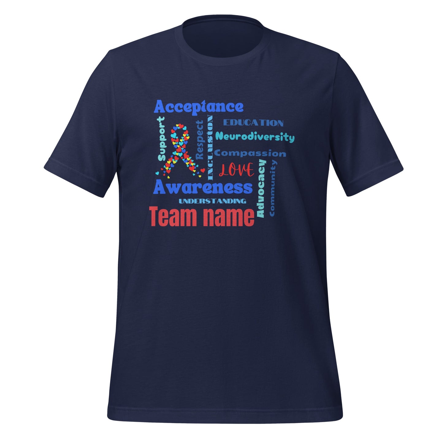 Customized Team Shirt for Autism Walk with Word Art Design for Support & Awareness Adult Unisex T-Shirt Affordable ABA Materials