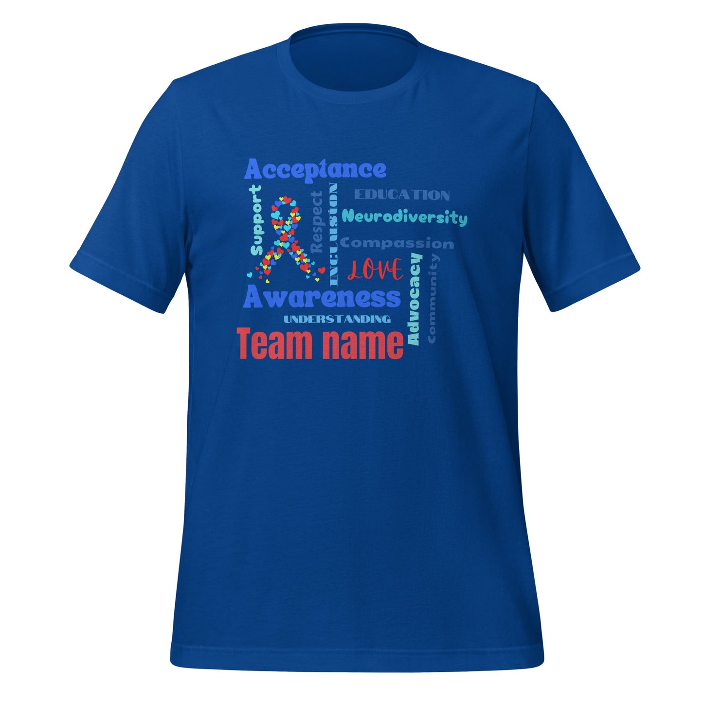 Customized Team Shirt for Autism Walk with Word Art Design for Support & Awareness Adult Unisex T-Shirt Affordable ABA Materials