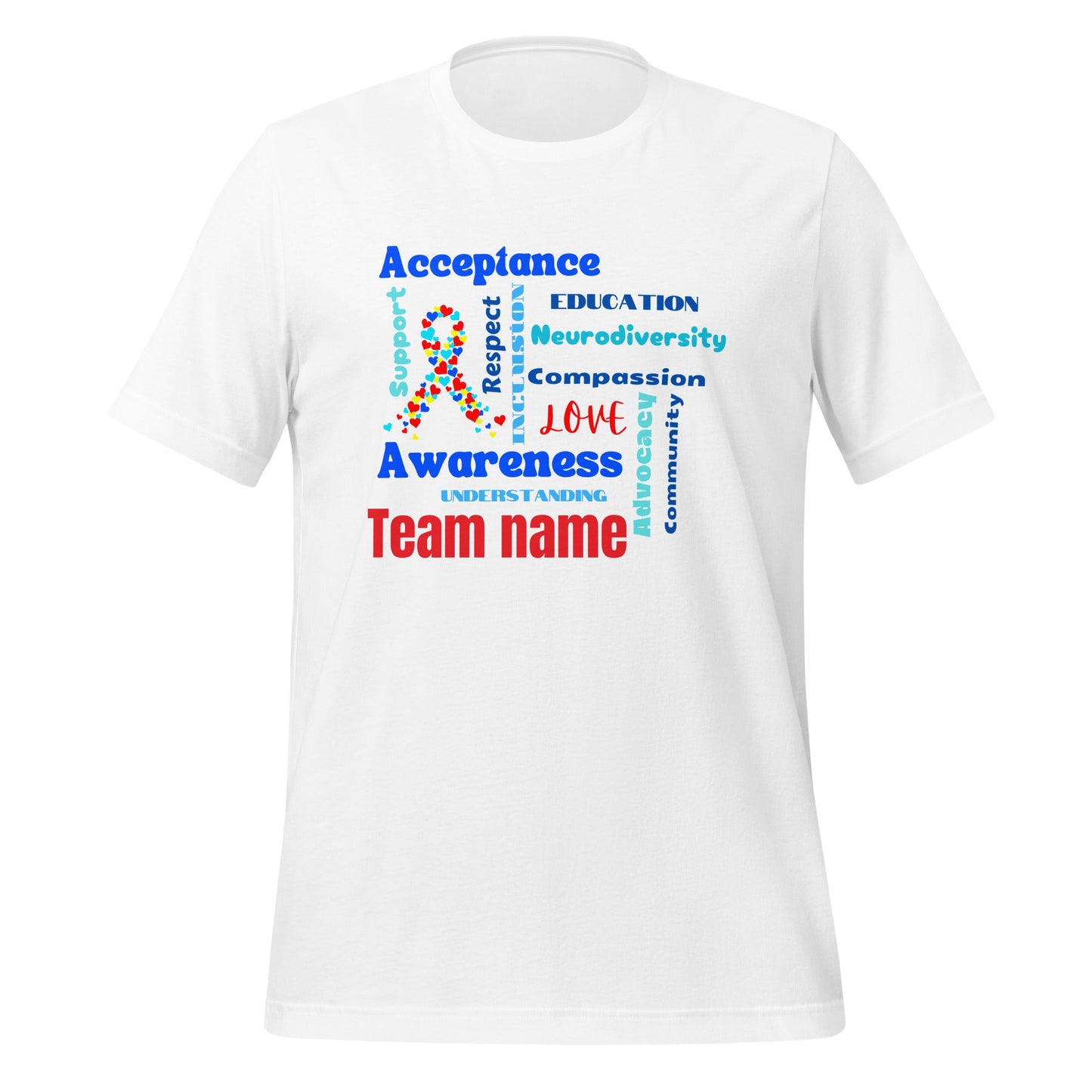 Customized Team Shirt for Autism Walk with Word Art Design for Support & Awareness Adult Unisex T-Shirt Affordable ABA Materials