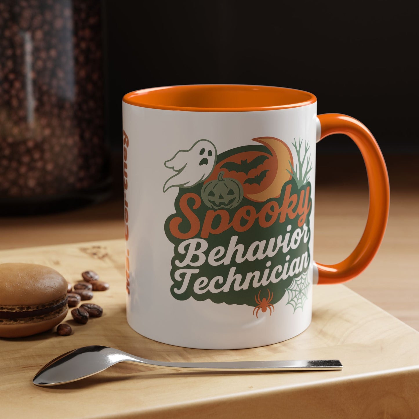 Personalized Spooky Behavior Technician Accent Mug – Custom Name Coffee Cup, 11oz & 15oz, 4 Colors Printify