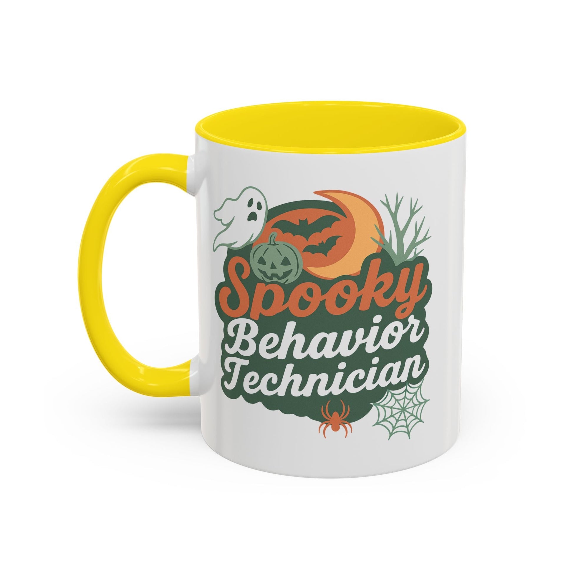 Personalized Spooky Behavior Technician Accent Mug – Custom Name Coffee Cup, 11oz & 15oz, 4 Colors Printify