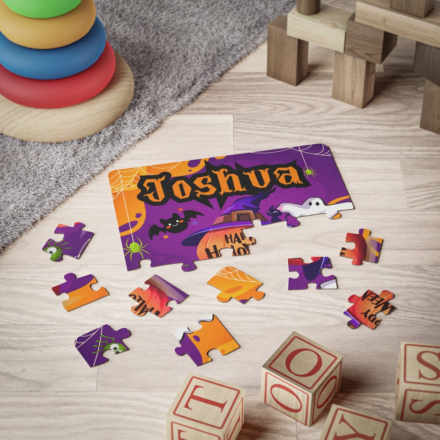 Cute Ghost & Pumpkin Halloween Puzzle – Personalized 30-Piece Puzzle for Kids Printify