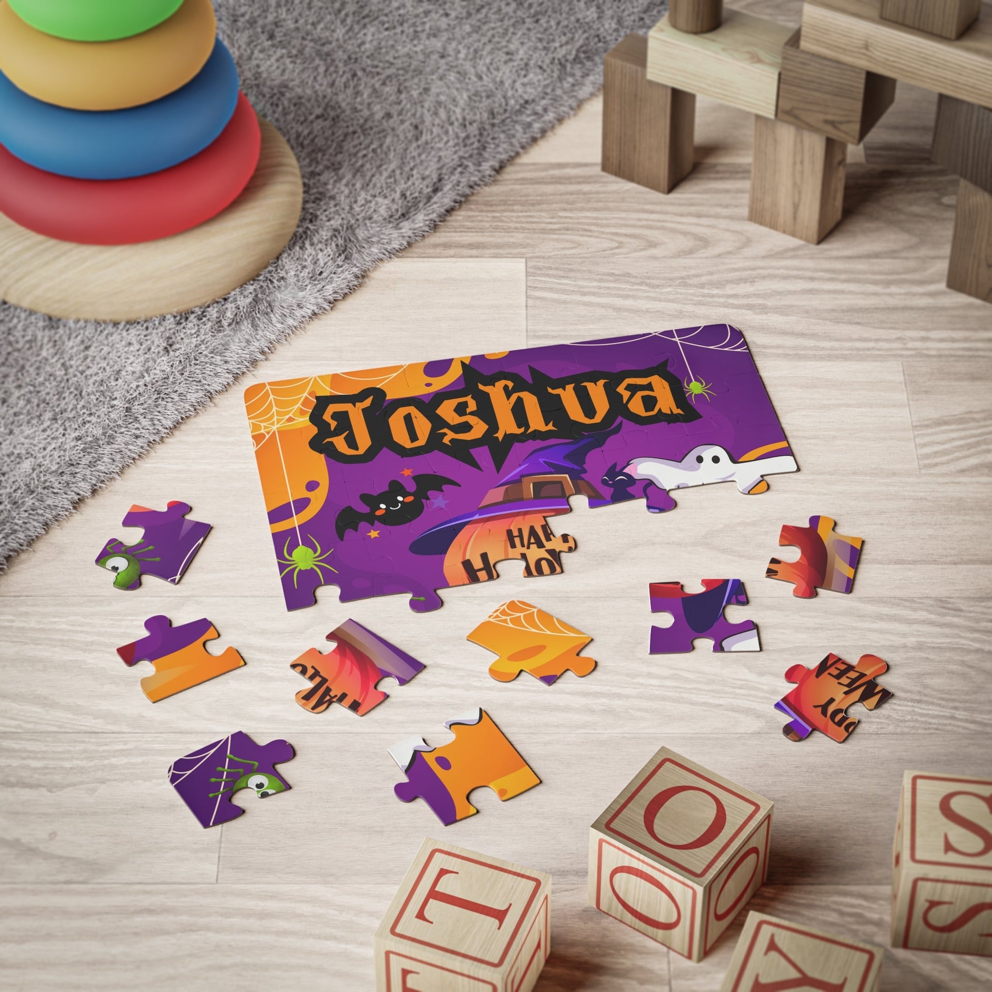 Cute Ghost & Pumpkin Halloween Puzzle – Personalized 30-Piece Puzzle for Kids Printify