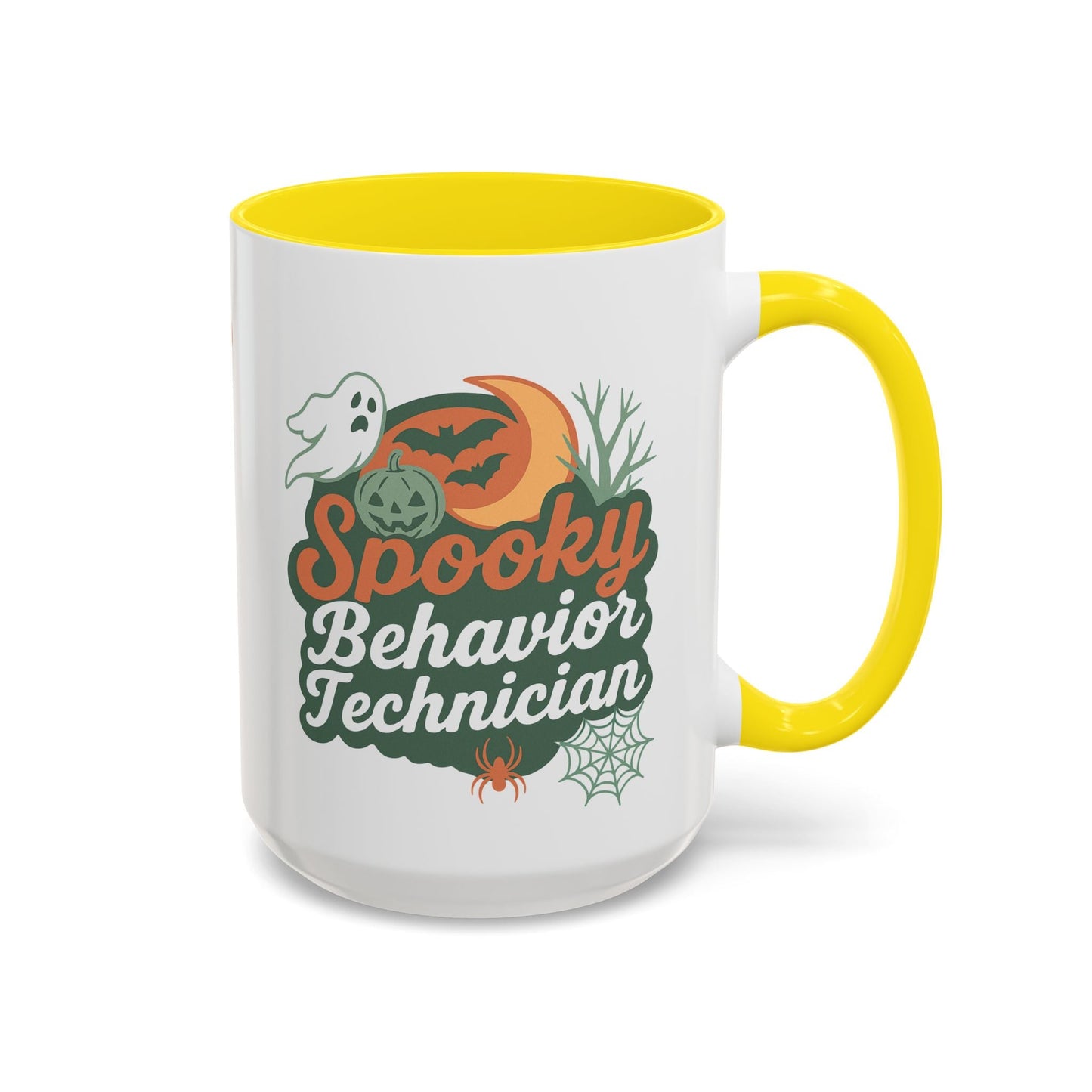 Personalized Spooky Behavior Technician Accent Mug – Custom Name Coffee Cup, 11oz & 15oz, 4 Colors Printify