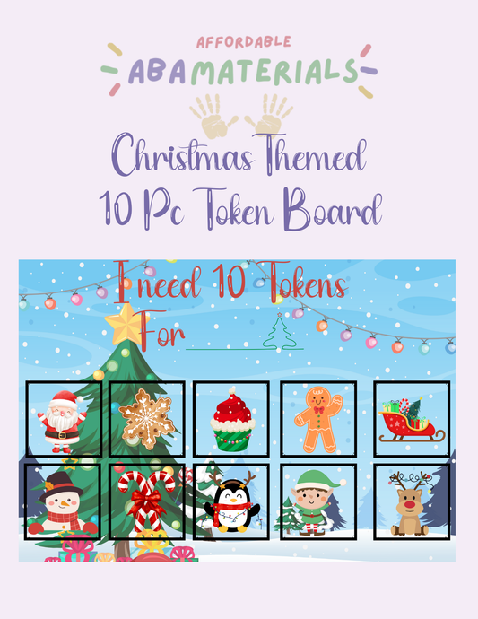 Printable Christmas Token Board on a Festive Christmas Background. Each token in a different Christmas Character. This is a digital download