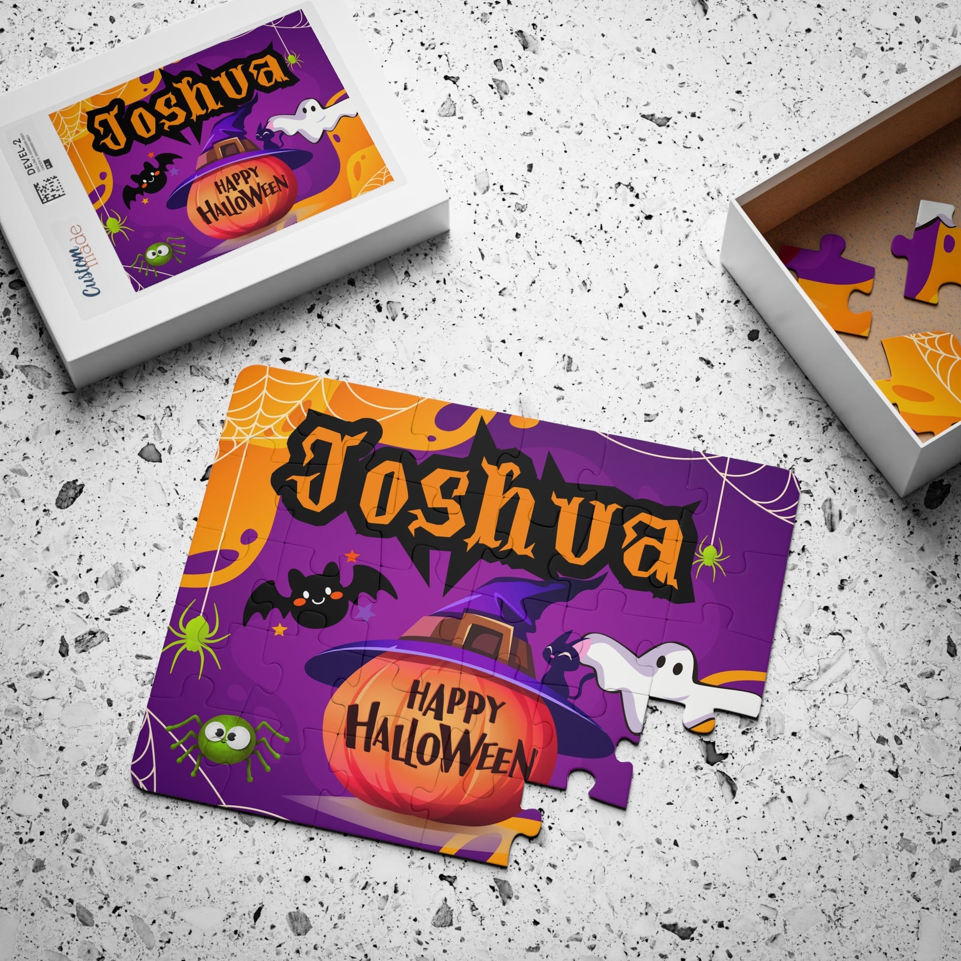 Cute Ghost & Pumpkin Halloween Puzzle – Personalized 30-Piece Puzzle for Kids Printify