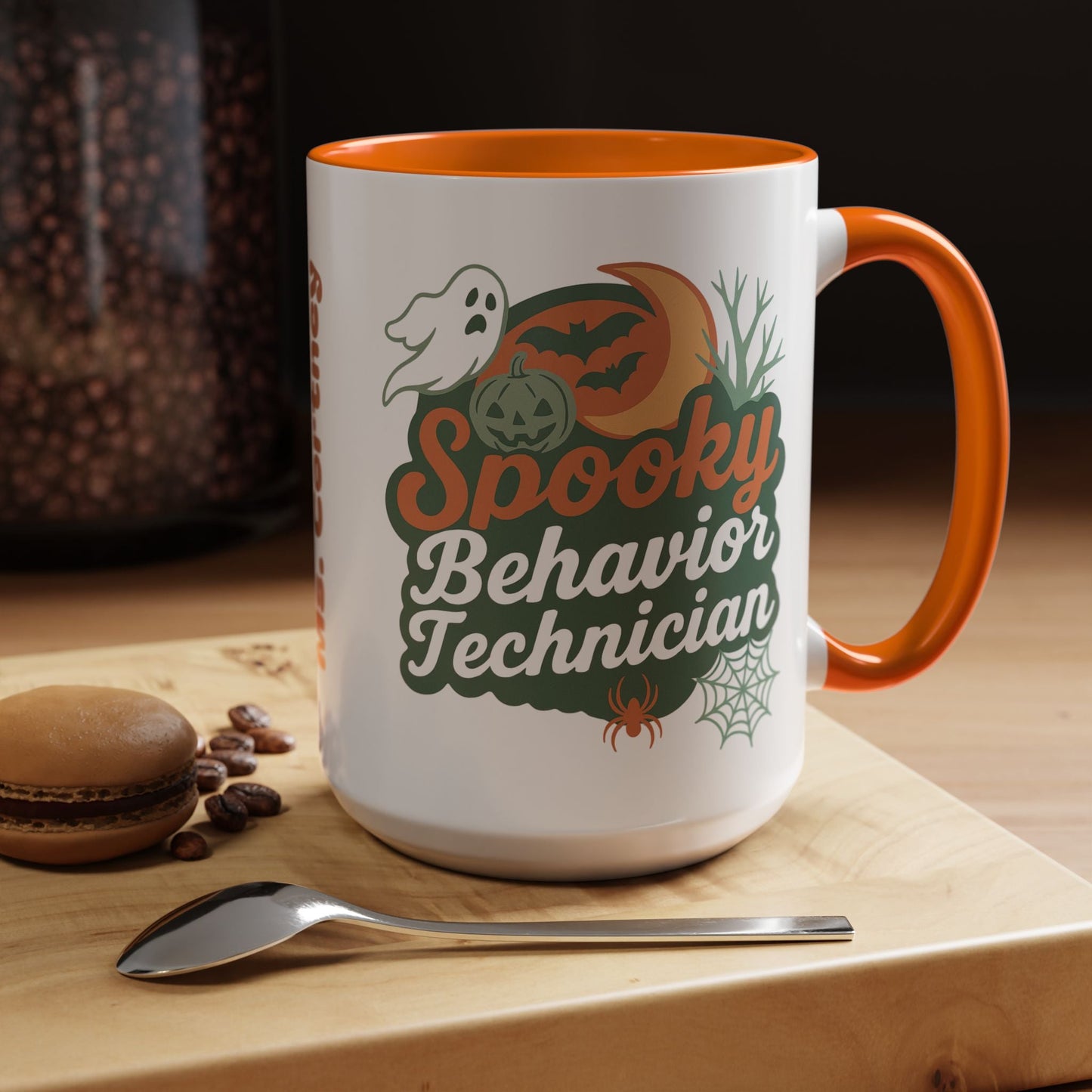 Personalized Spooky Behavior Technician Accent Mug – Custom Name Coffee Cup, 11oz & 15oz, 4 Colors Affordable ABA Materials