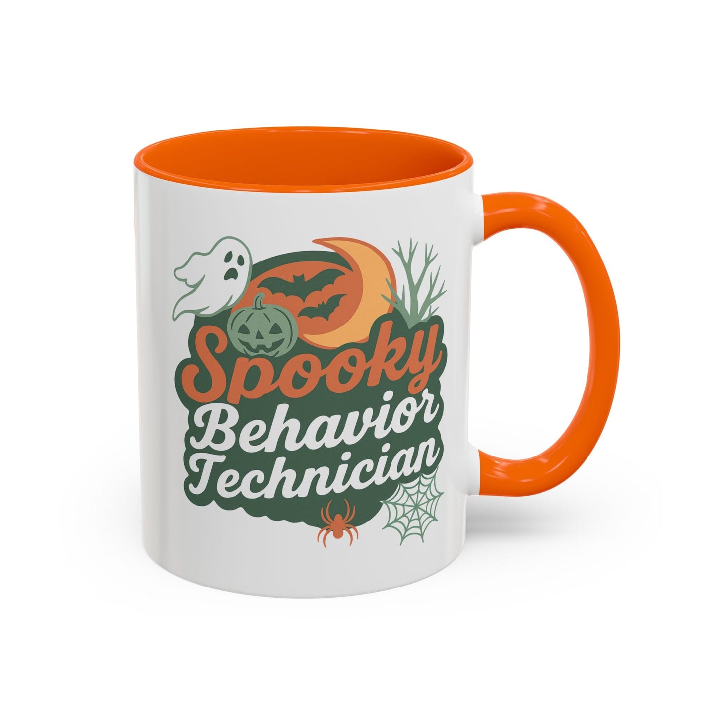 Personalized Spooky Behavior Technician Accent Mug – Custom Name Coffee Cup, 11oz & 15oz, 4 Colors Printify