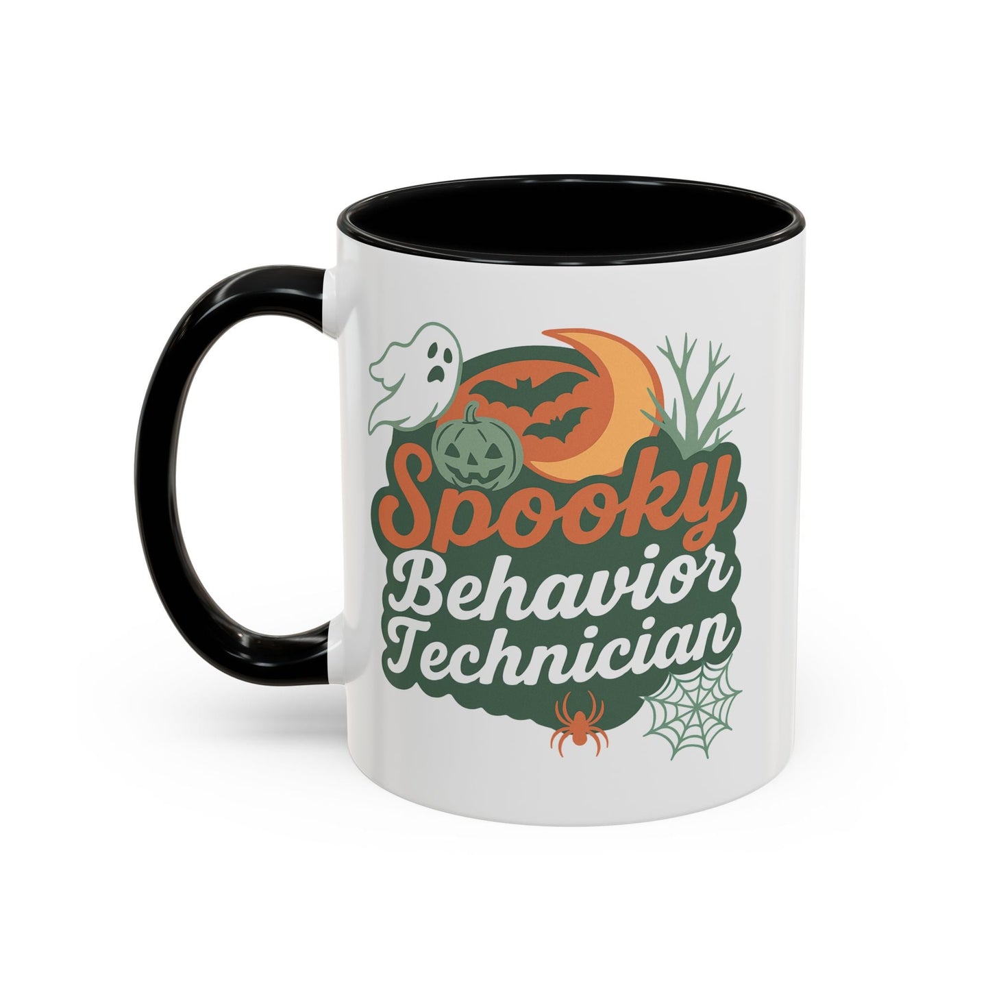 Personalized Spooky Behavior Technician Accent Mug – Custom Name Coffee Cup, 11oz & 15oz, 4 Colors Printify