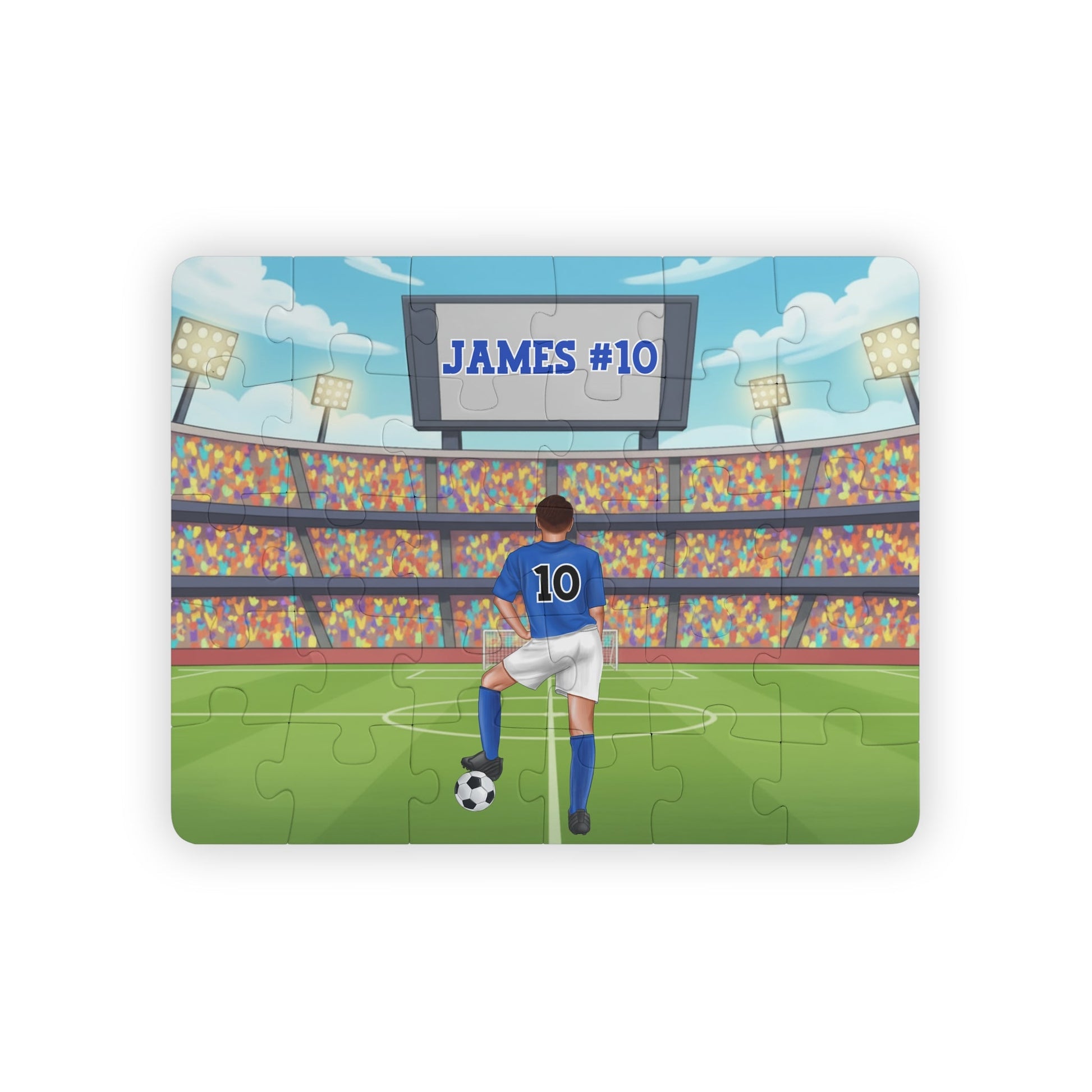 Boys Personalized Soccer Puzzle – Custom Name & Number (30 Pieces) Printify