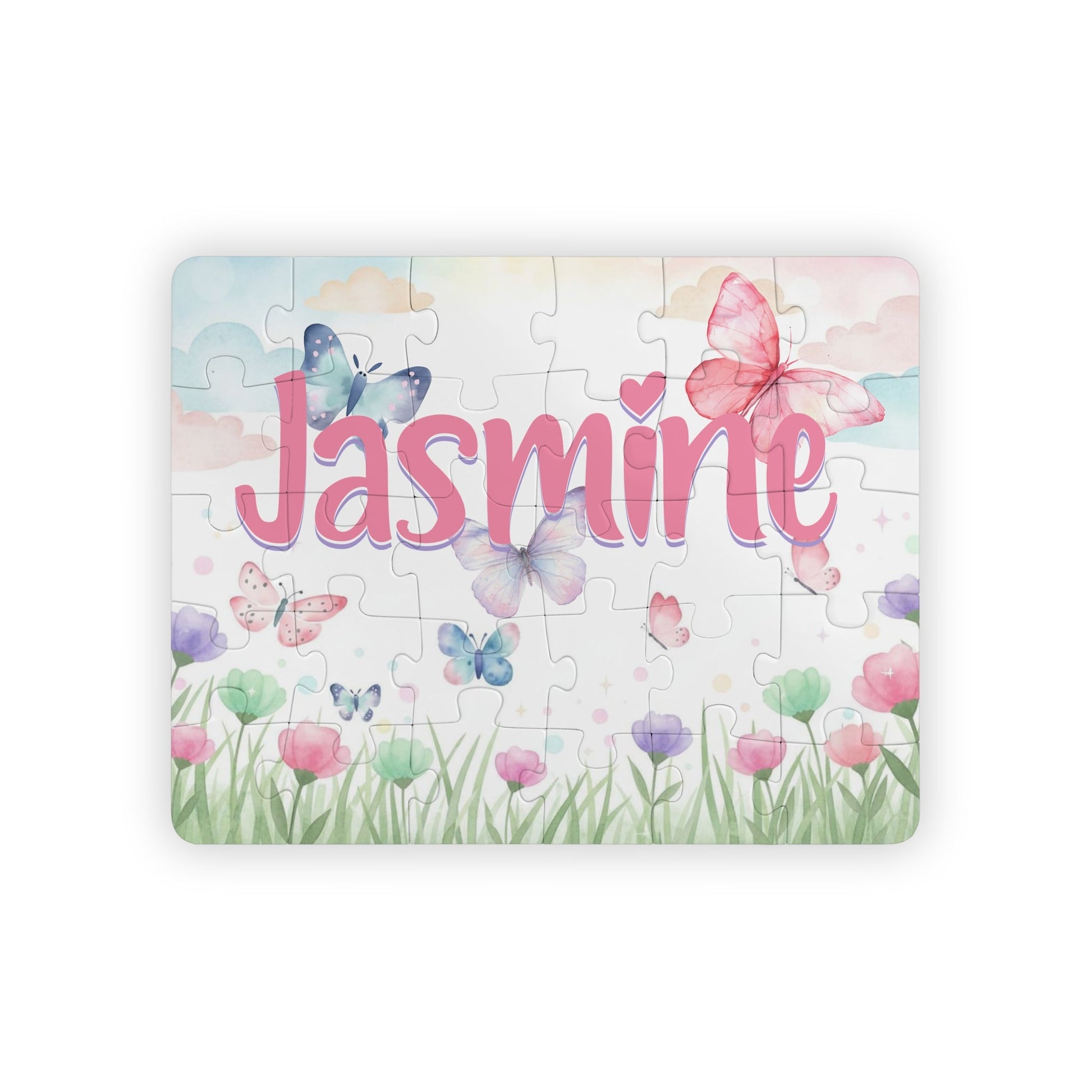 Butterfly Meadow Personalized Puzzle – Custom Name Spring Garden Jigsaw for Kids Affordable ABA Materials
