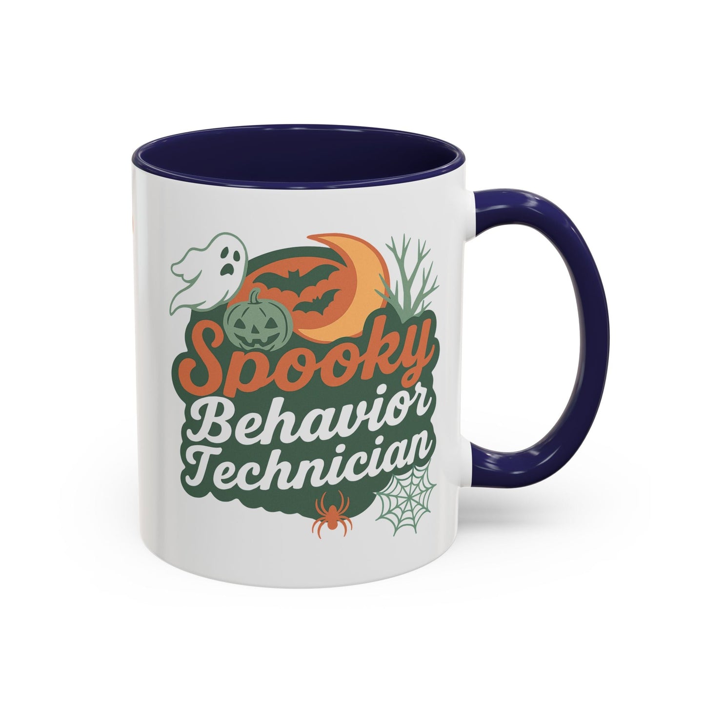 Personalized Spooky Behavior Technician Accent Mug – Custom Name Coffee Cup, 11oz & 15oz, 4 Colors Printify