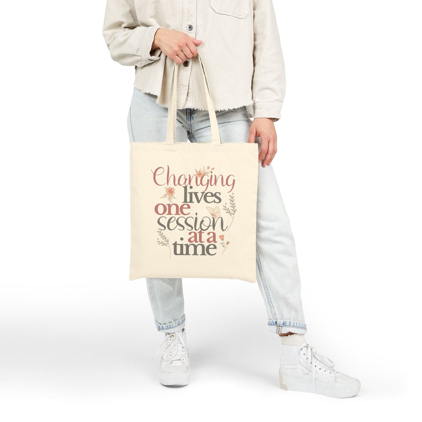 Changing Lives One Session at a Time – Canvas Tote Bag for ABA Team, Therapists, Teachers & Caregivers Affordable ABA Materials