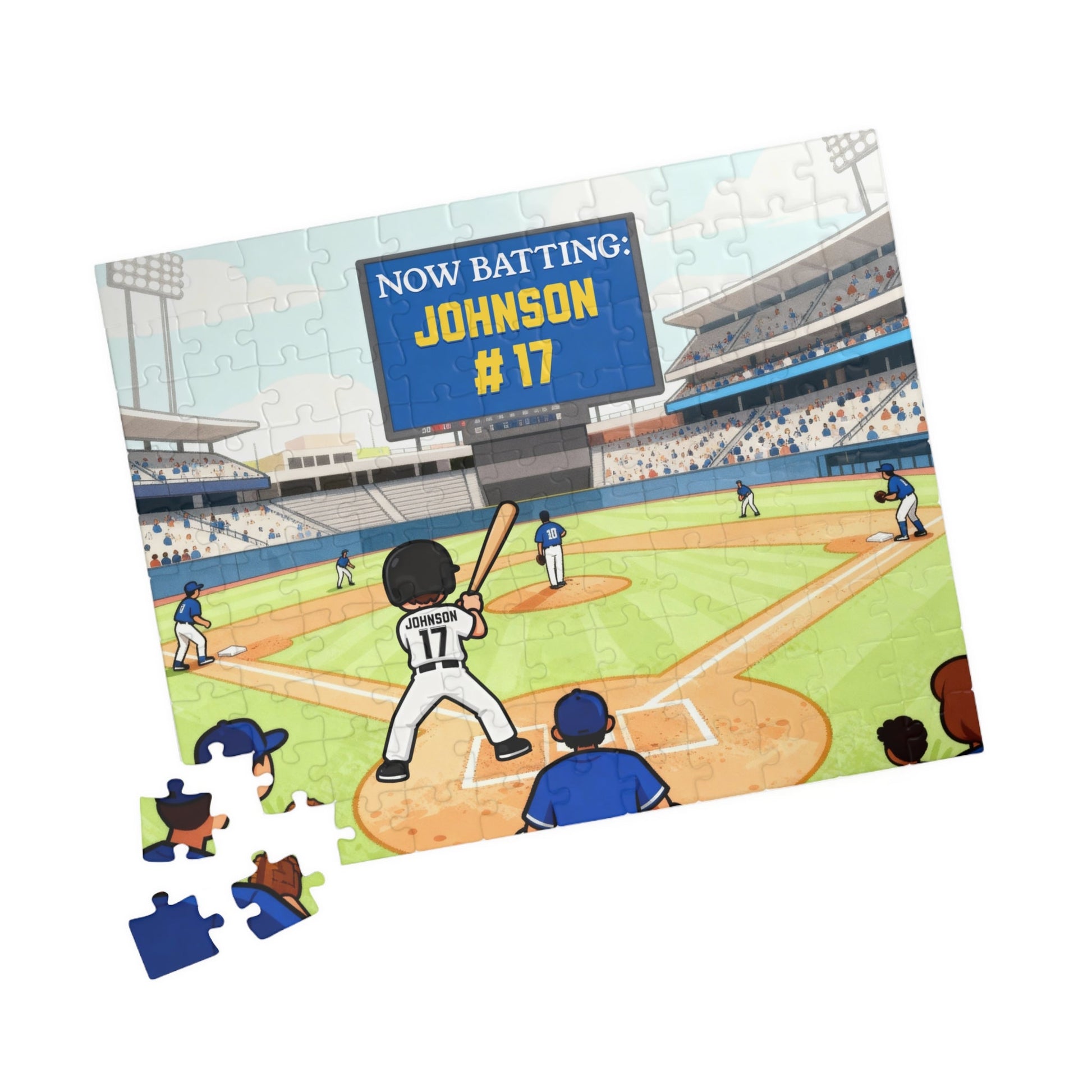 Personalized Baseball Stadium Puzzle – Pick Your Player Name & Number (110 Pieces) Printify