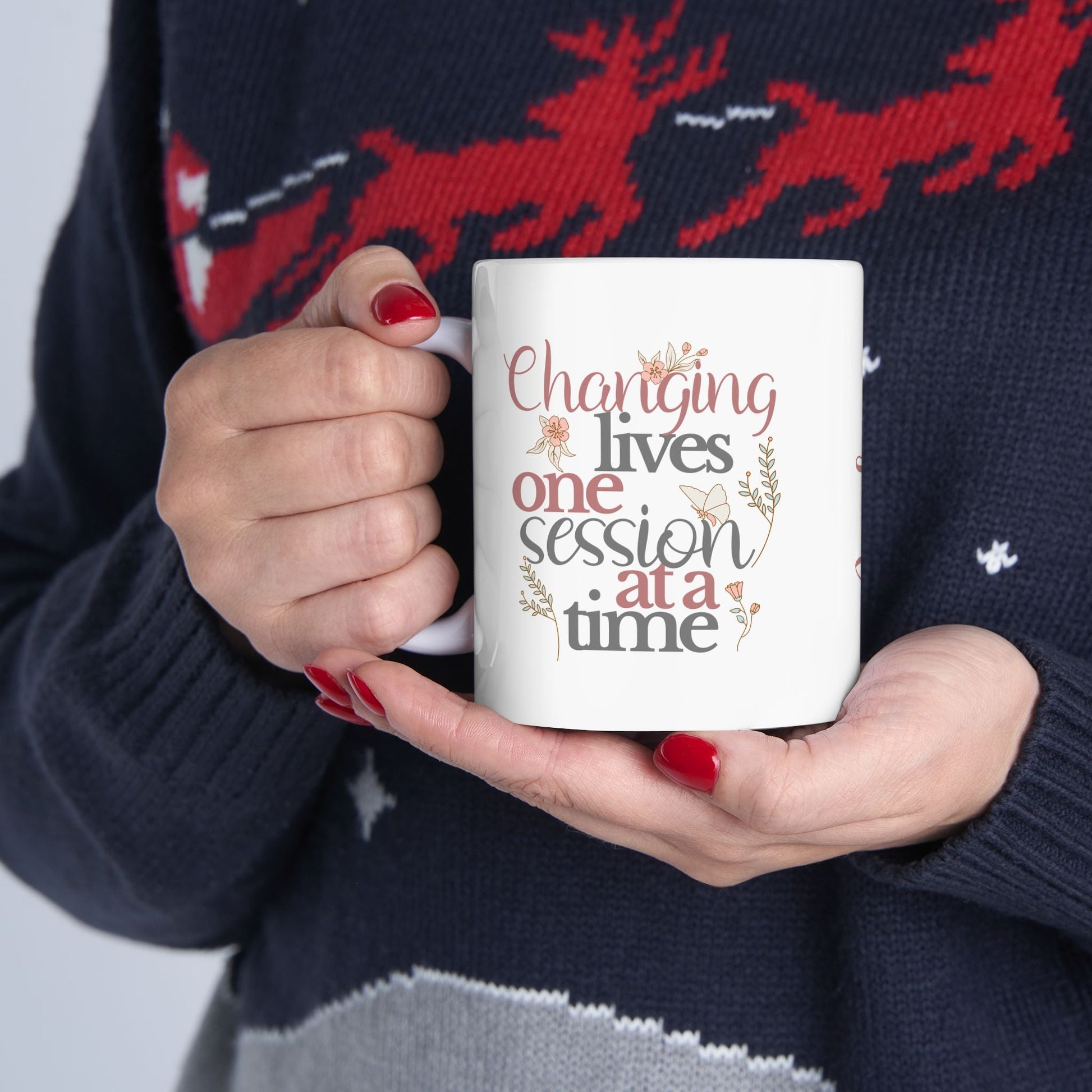 Changing Lives One Session at a Time – Personalized White Ceramic Mug, Custom Name Gift for Therapists & Educators Affordable ABA Materials