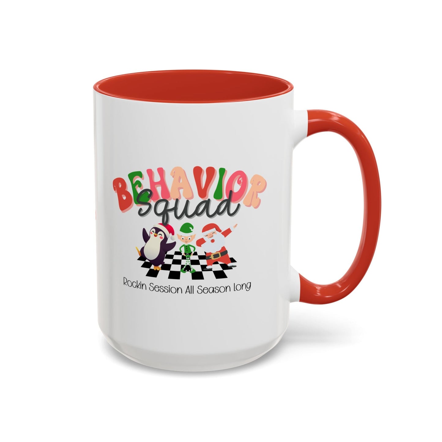 Personalized Behavior Squad Rockin’ Session All Season Long Accent Mug – Holiday ABA Coffee Cup for Therapists & Teams Printify