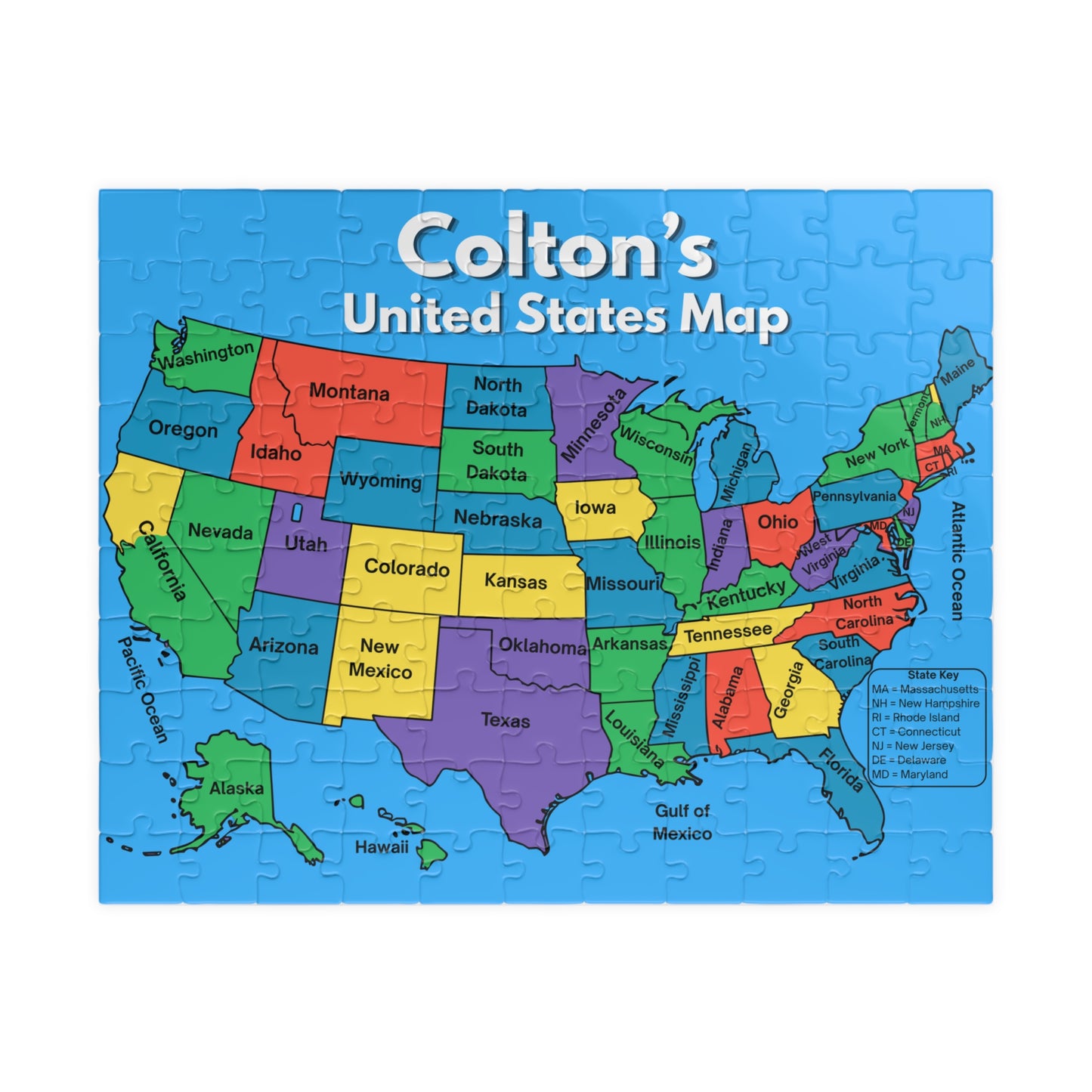 Personalized United States Map Puzzle for Kids Educational Geography Puzzle (110 Piece)
