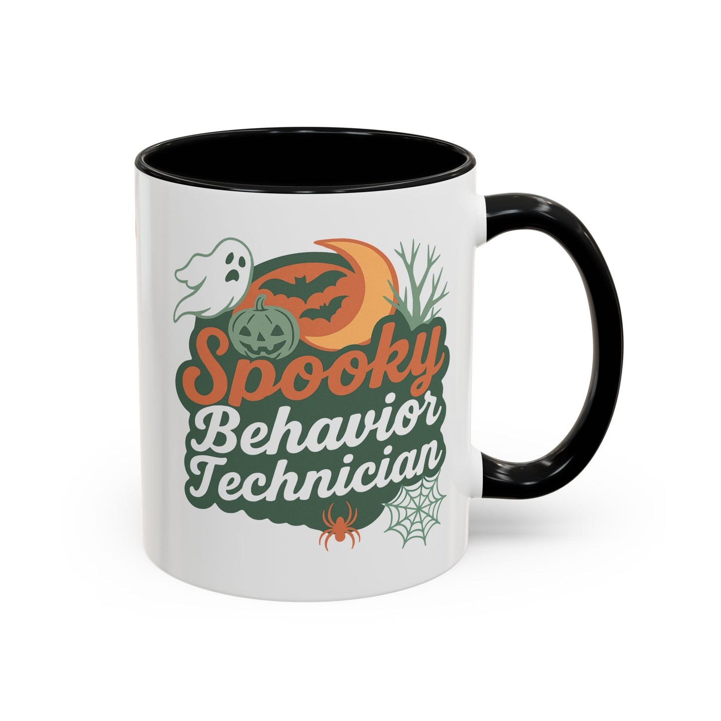 Personalized Spooky Behavior Technician Accent Mug – Custom Name Coffee Cup, 11oz & 15oz, 4 Colors Printify