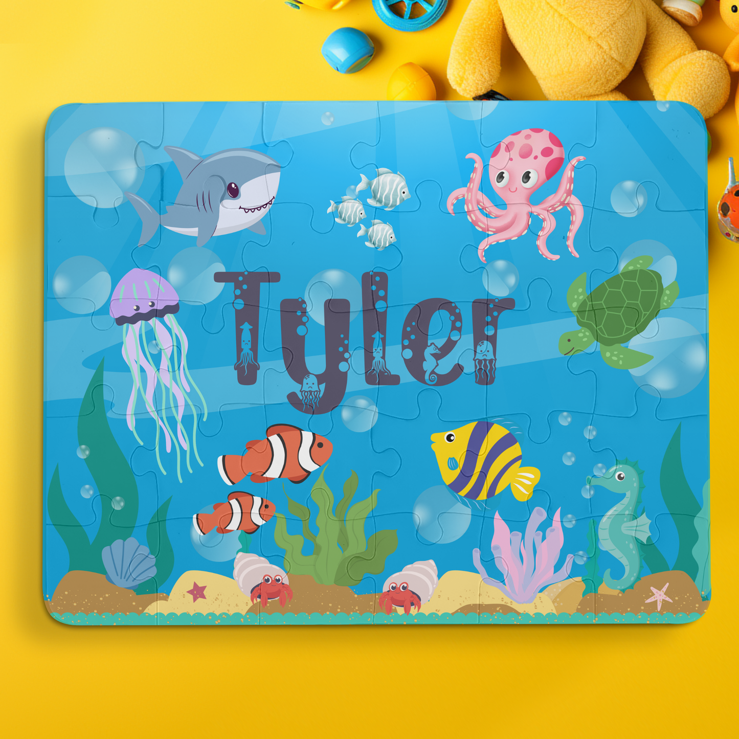 Personalized Kids' Puzzle, 30-Piece Ocean Adventure Puzzle Educational Gift for Child Printify