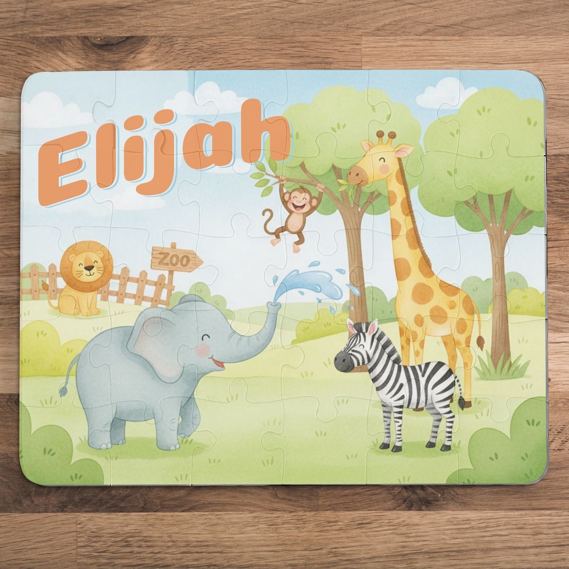 Zoo Friends Personalized Puzzle – Custom Name Animal Jigsaw for Kids Printify