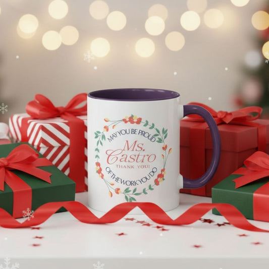 Personalized “May You Be Proud” Floral Accent Mug – Custom Name Gift for Teachers, Mentors & Helpers Affordable ABA Materials