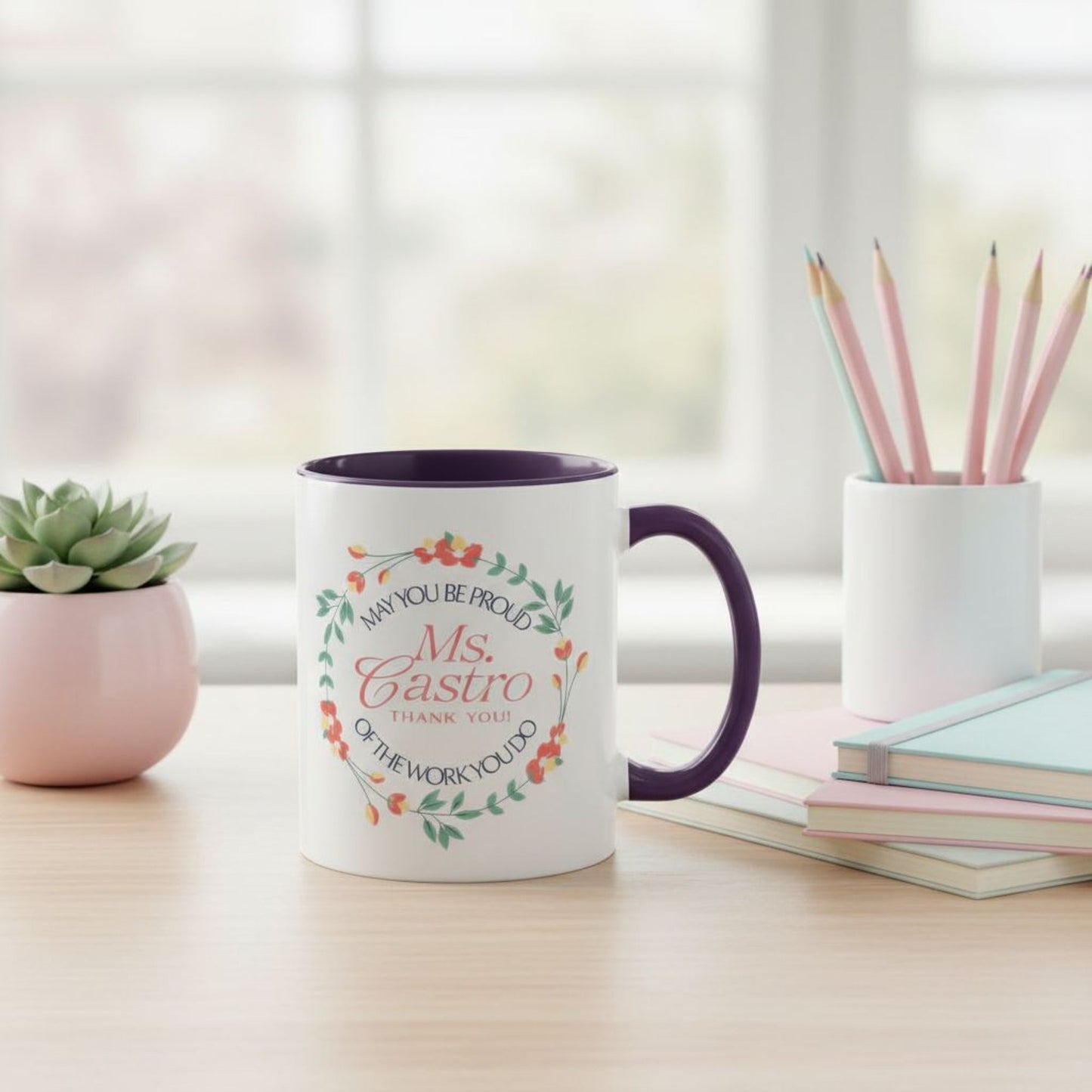 Personalized “May You Be Proud” Floral Accent Mug – Custom Name Gift for Teachers, Mentors & Helpers Affordable ABA Materials