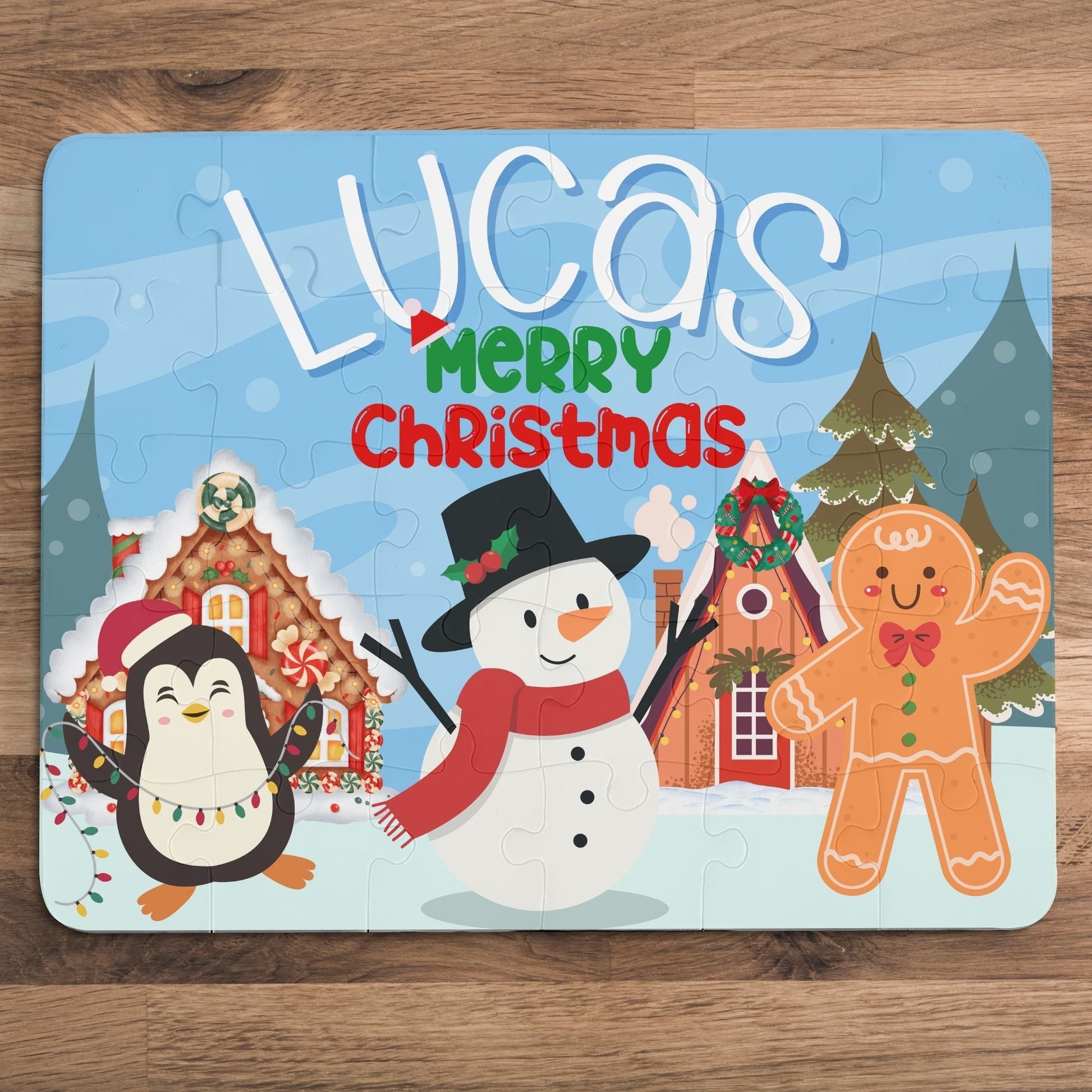 Personalized Christmas Name Puzzle – 30 Piece Holiday Kids Puzzle Printify