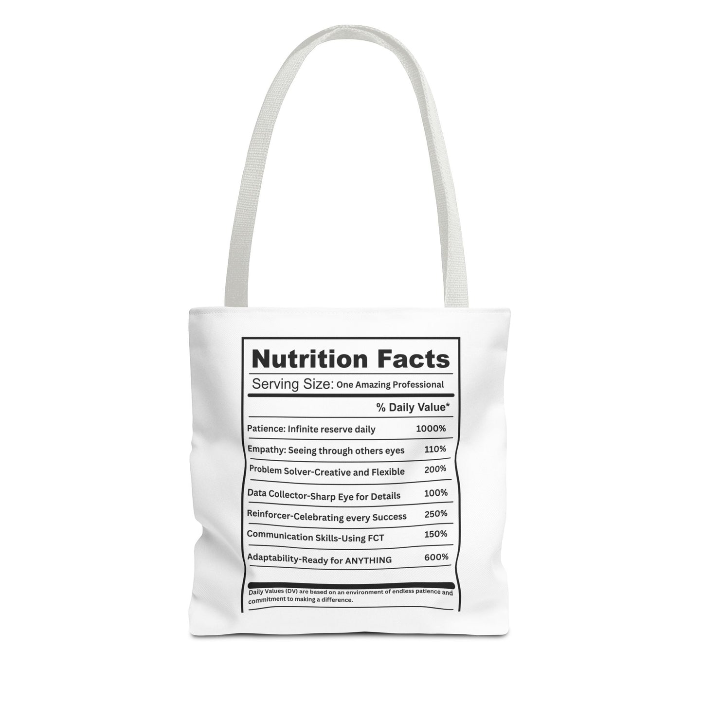 Behavior Technician Nutrition Facts Tote Bag Printify