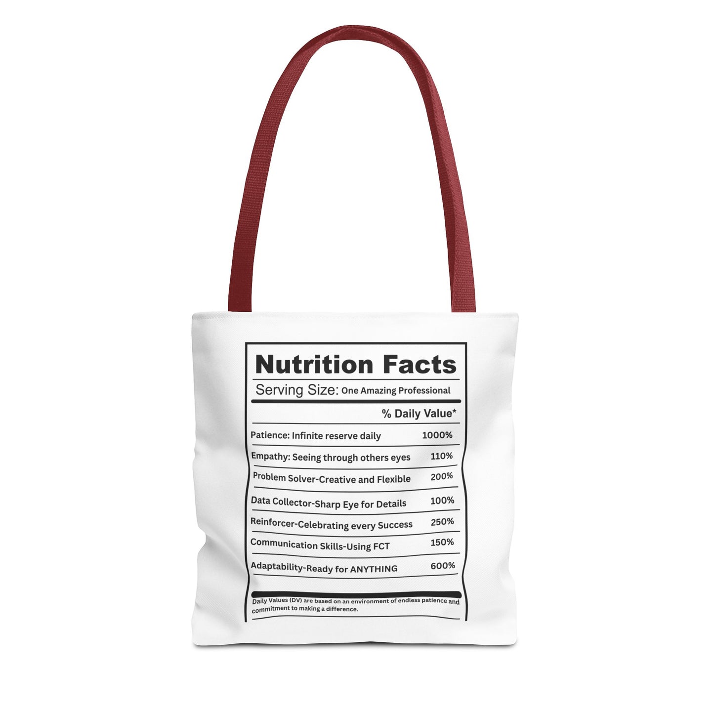 Behavior Technician Nutrition Facts Tote Bag Printify