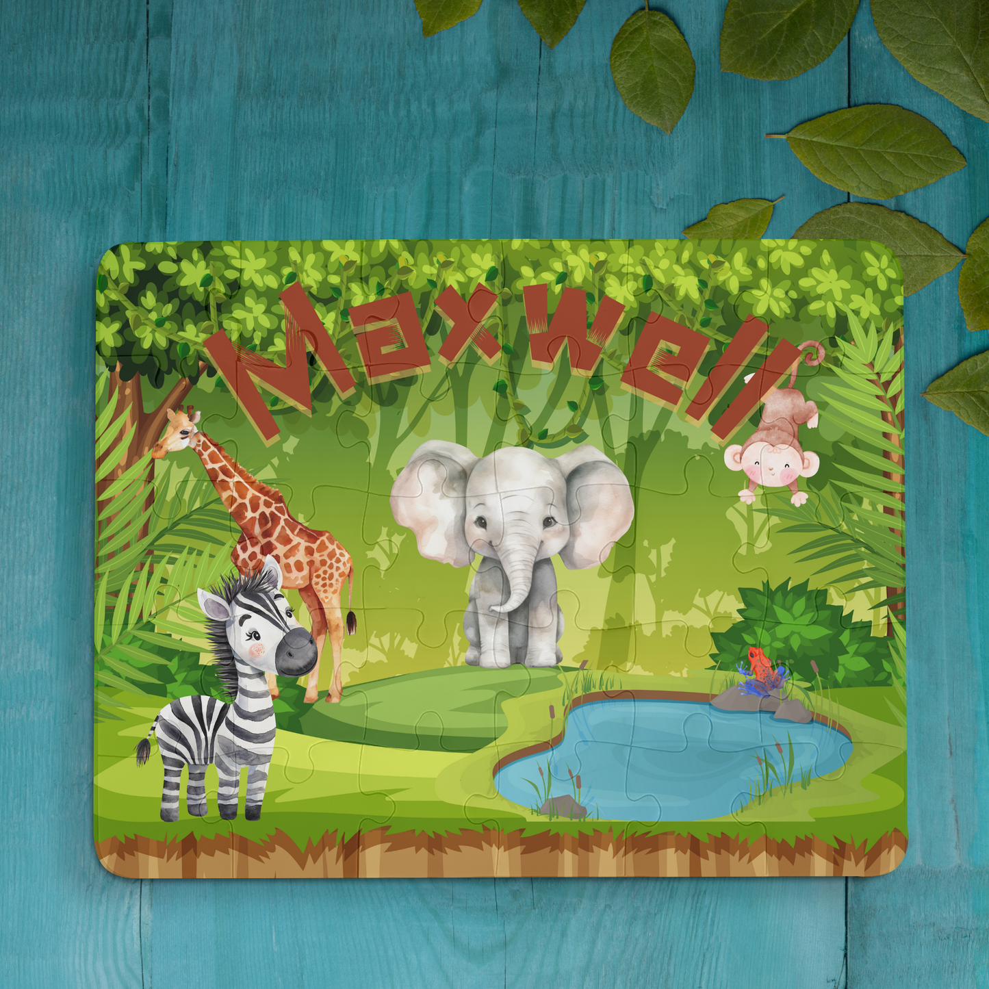 Personalized Jungle-Themed 30-Piece Puzzle for Kids Printify