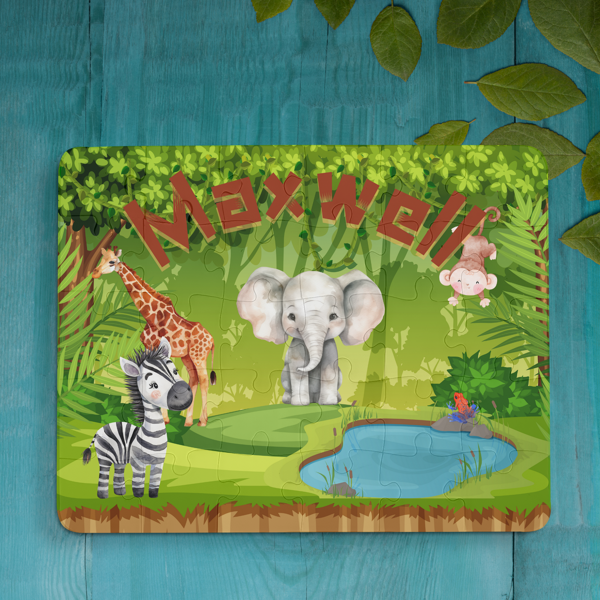 Personalized Jungle-Themed 30-Piece Puzzle for Kids Printify