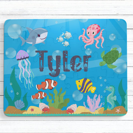 Personalized Kids' Puzzle, 30-Piece Ocean Adventure Puzzle Educational Gift for Child Affordable ABA Materials