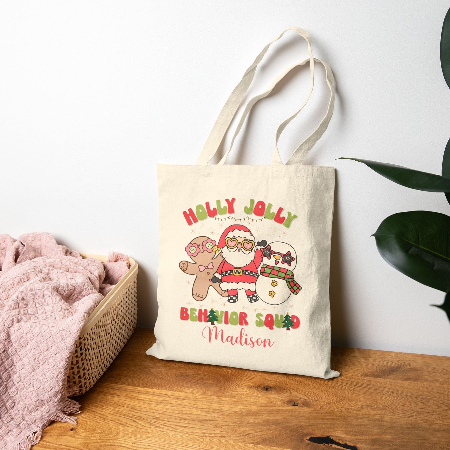 Personalized Holly Jolly Behavior Squad Tote Bag – Festive Holiday Gift for ABA Teams & Behavior Analysts/Technicians Affordable ABA Materials