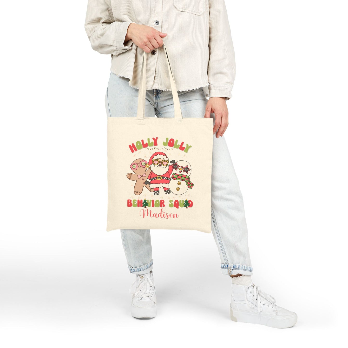 Personalized Holly Jolly Behavior Squad Tote Bag – Festive Holiday Gift for ABA Teams & Behavior Analysts/Technicians Affordable ABA Materials