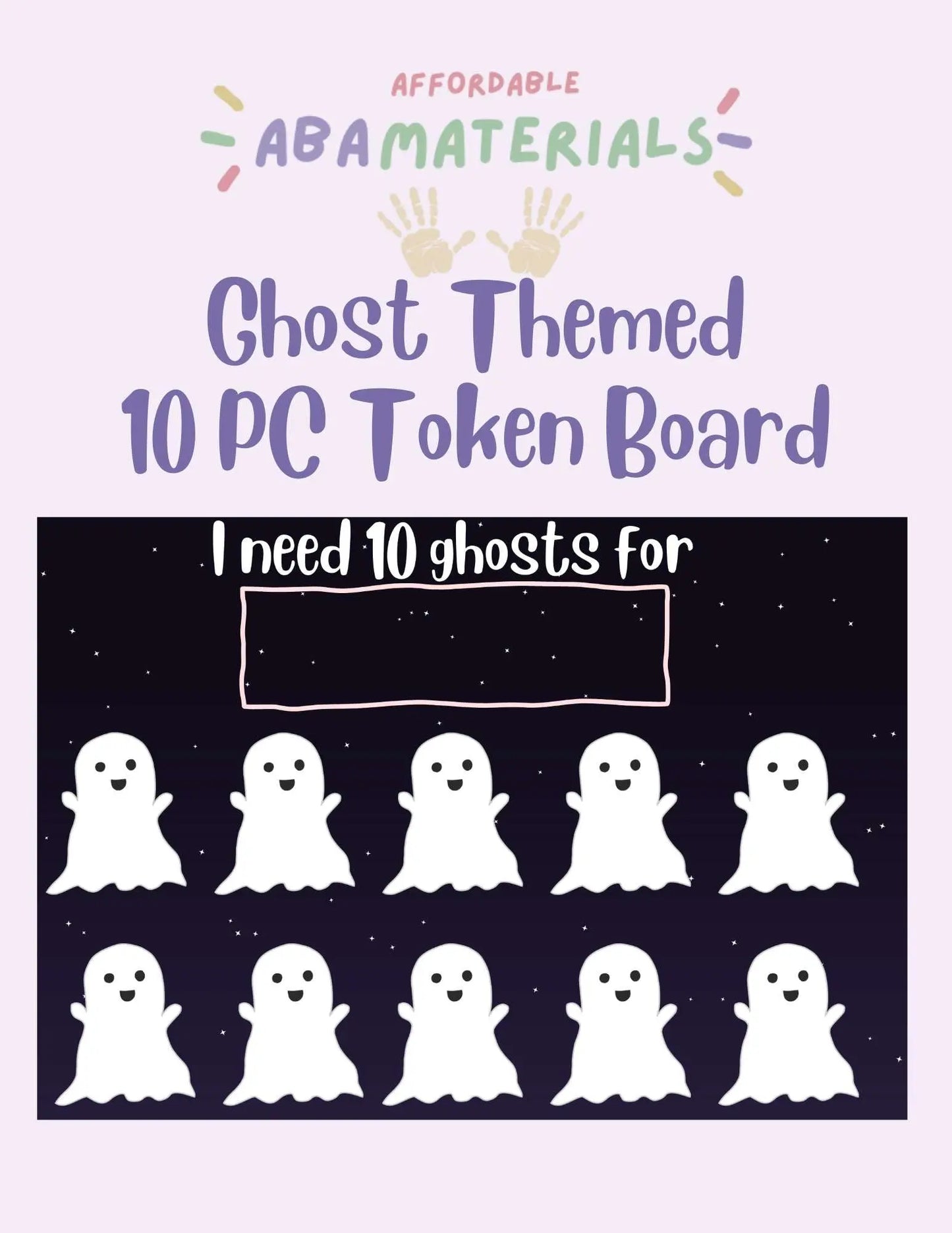 Halloween Ghost Themed Token Board-Printable 10 Piece Token Economy Reward System Affordable ABA Materials