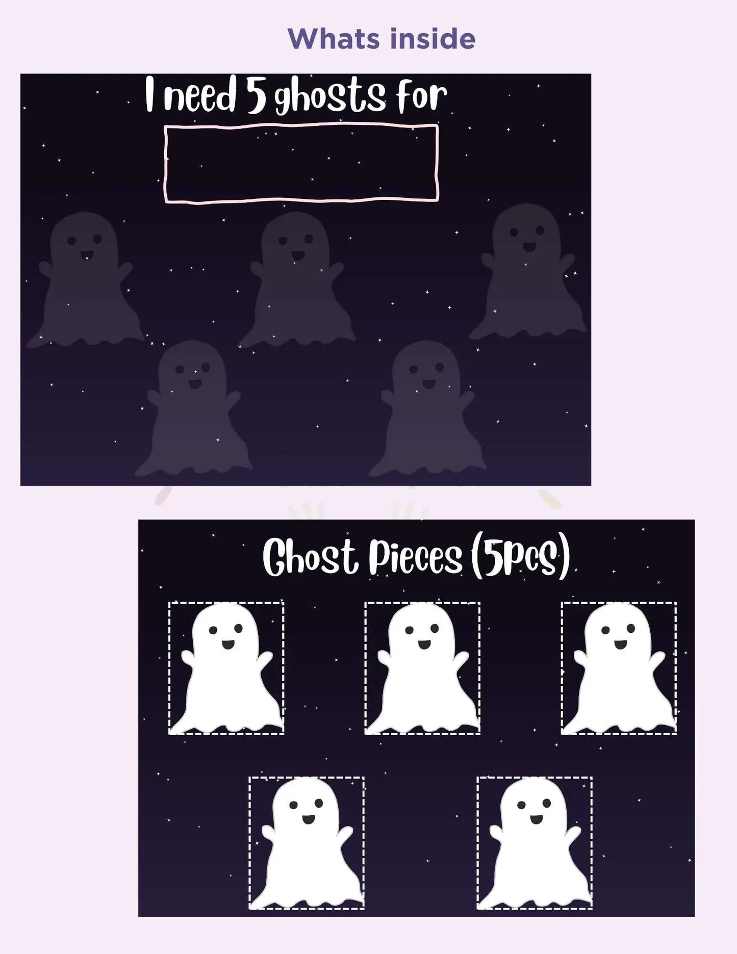 Cute Ghost Themed Token Board - 5 Piece Printable Token Economy Reward System Affordable ABA Materials