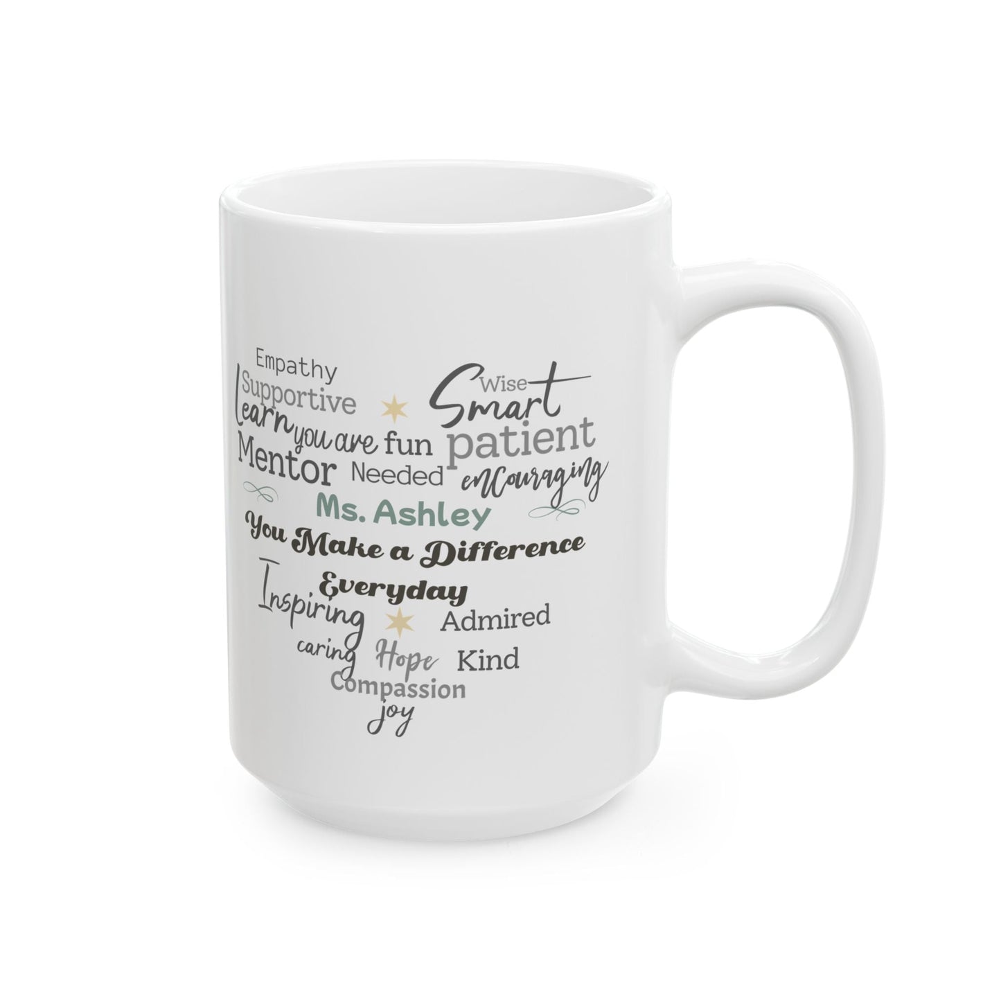Custom Heart Word Cloud Mug – Personalized Name Gift for Mentors, Teachers & Caregivers Affordable ABA Materials