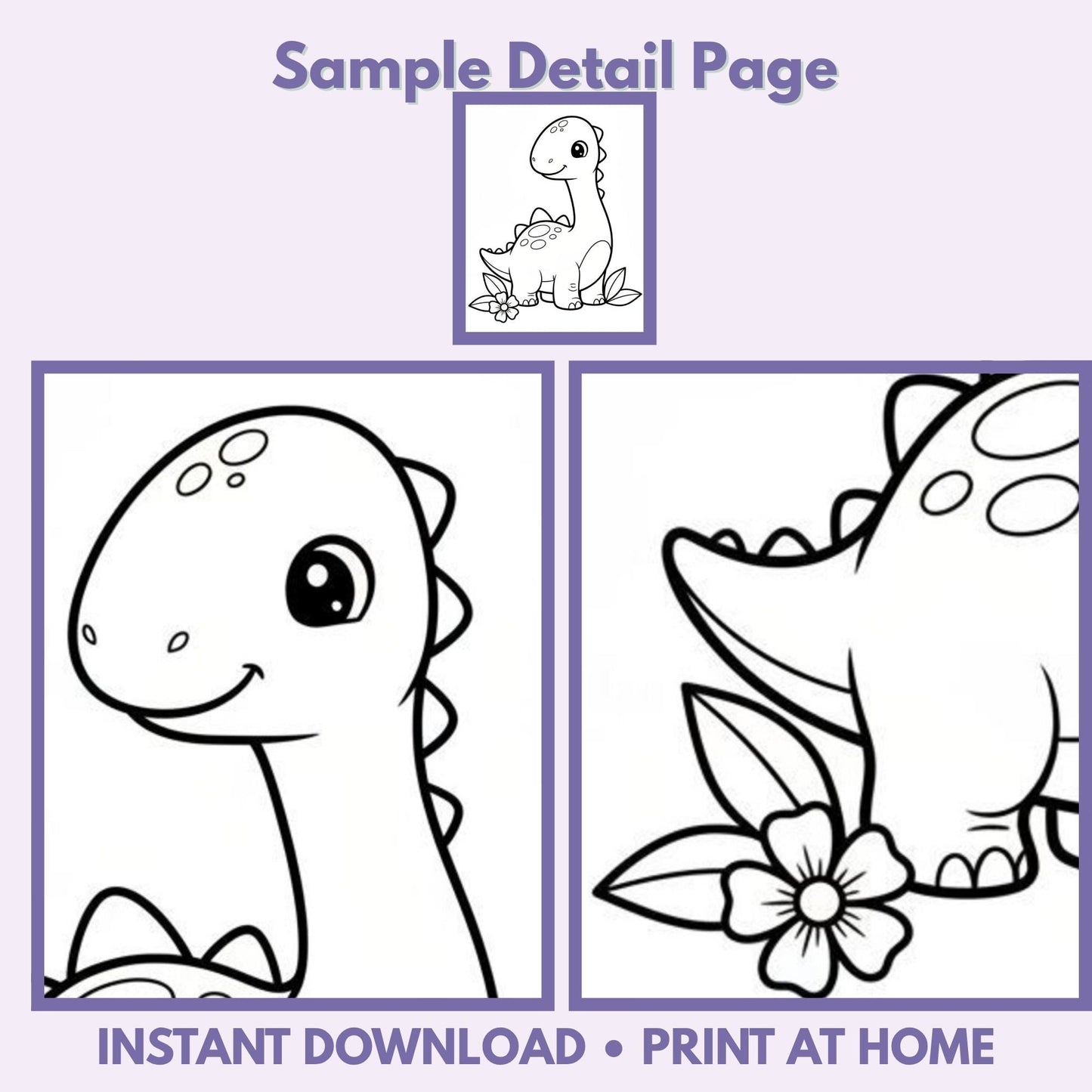 Dino Friends Printable Coloring Book – 20 Kawaii Dinosaur Pages (PDF Download) Affordable ABA Materials